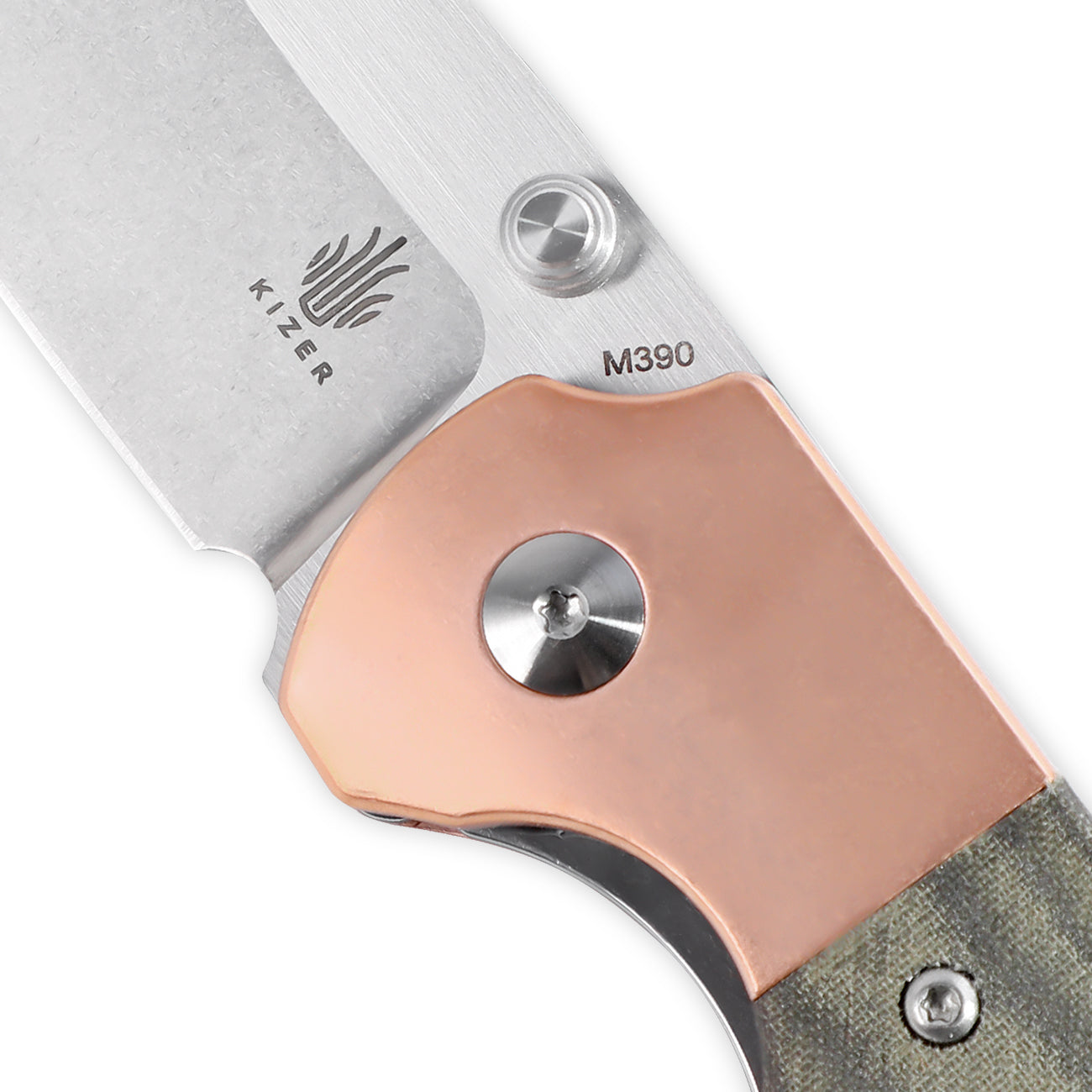 Kizer Deviant Green Micarta&Copper V3575A1 (3" Stonewash)