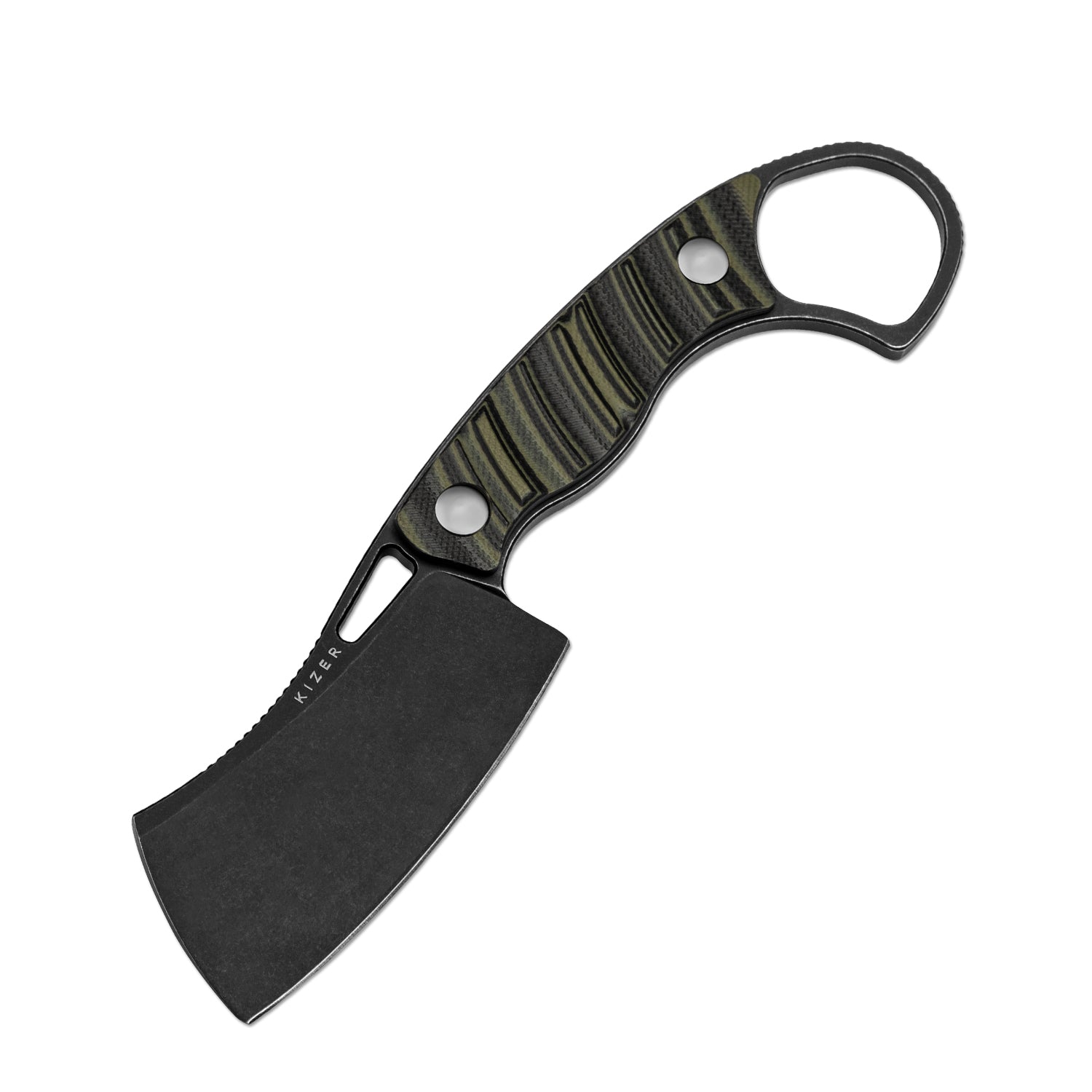 Little Rhino | D2 | G10 (Olive Green & Black) | KizerV™ 1065A3