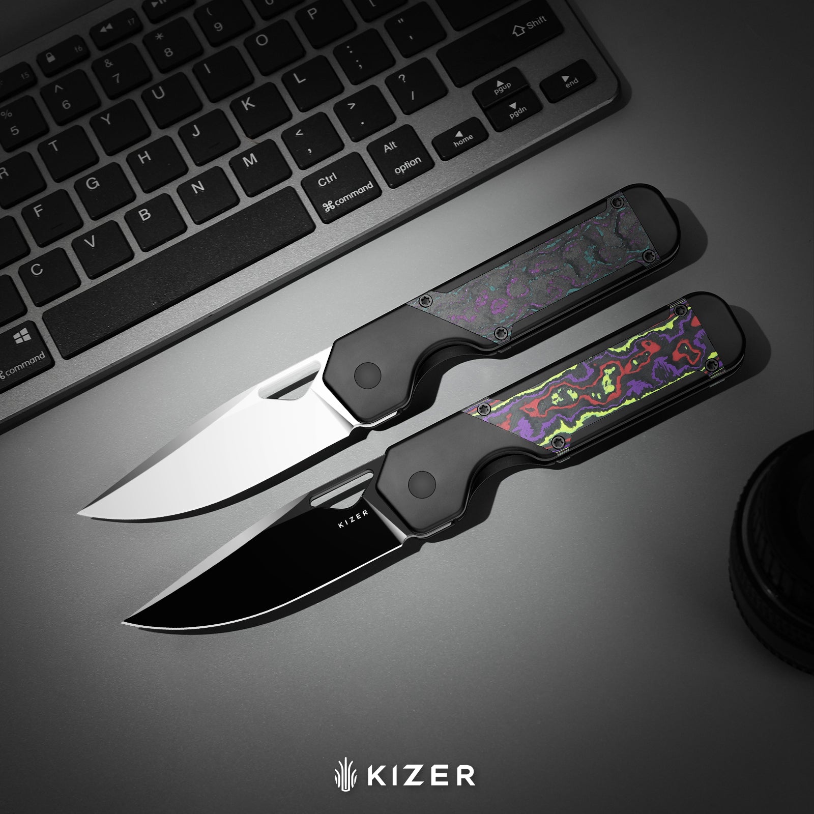 Militaw® | S45VN | Polished DLC Ultra | Titanium+KizerNova™ Joker Carbon Fiber| KizerB™ 3634A9