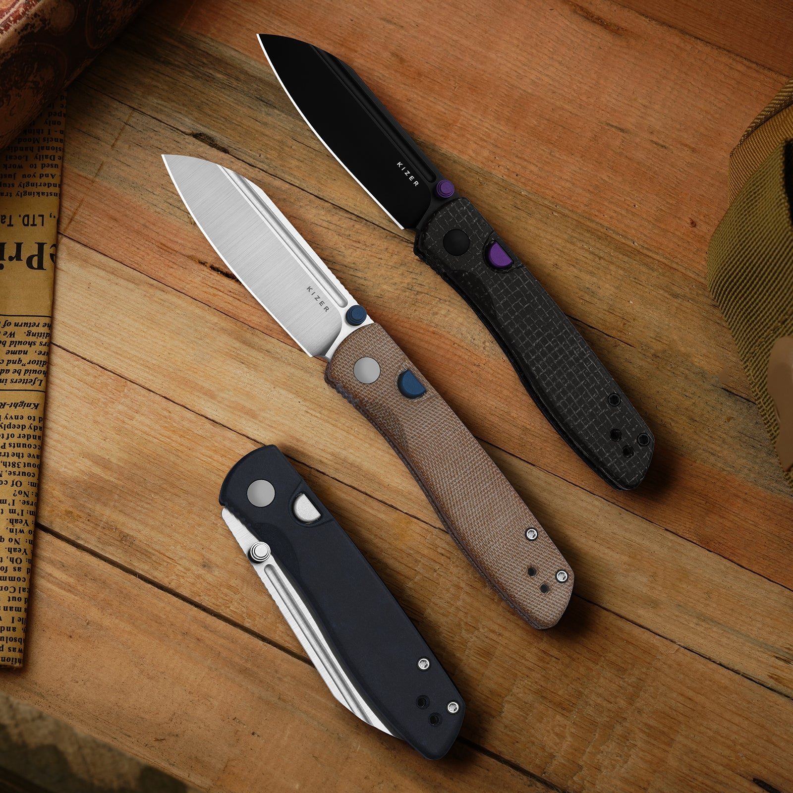 Renissance | Kizer Button Liner Lock™ | Norplex UltreX™ Micarta | N690 Satin | KizerV™ 3698A2