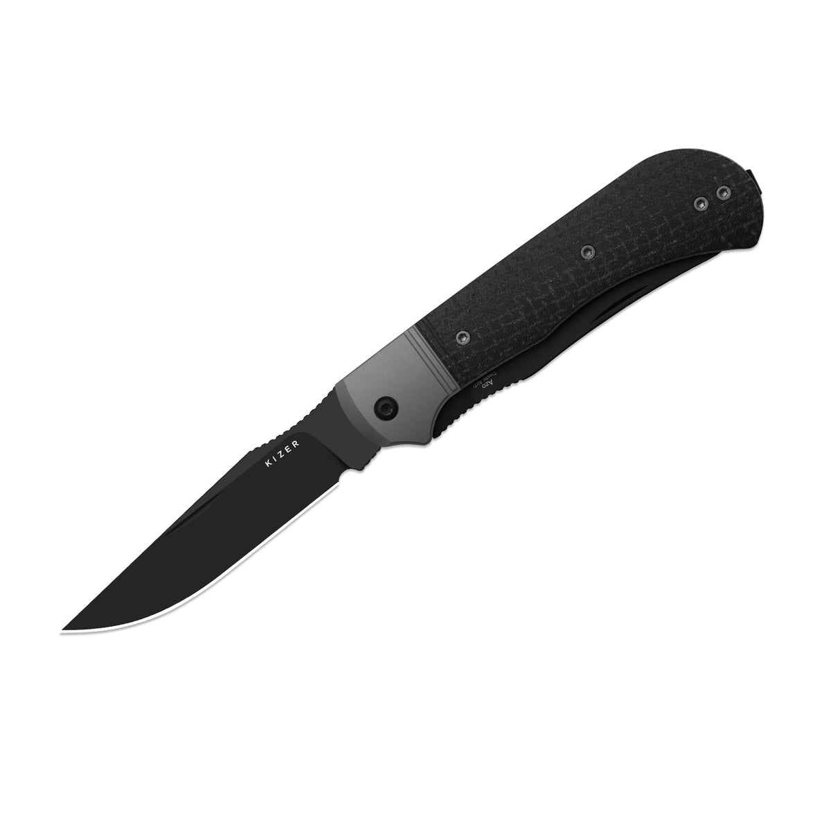 Trestle TP AirTi | BD1N Dual-Blade Clip Point & Spey Point | KStop™ 105° Half-Stop Trapper | Aluminum & Micarta | KizerB™ 3761TPA3
