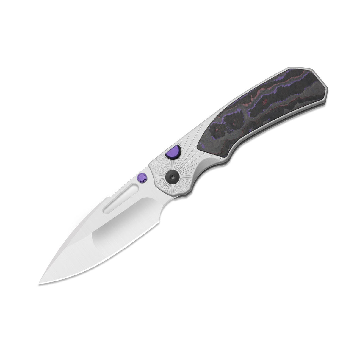 Durandal | Kizer Button Liner Lock™ | Aluminum &  Fatcarbon® Purple Haze  | S35VN + Satin | KizerB™ 3765BD3