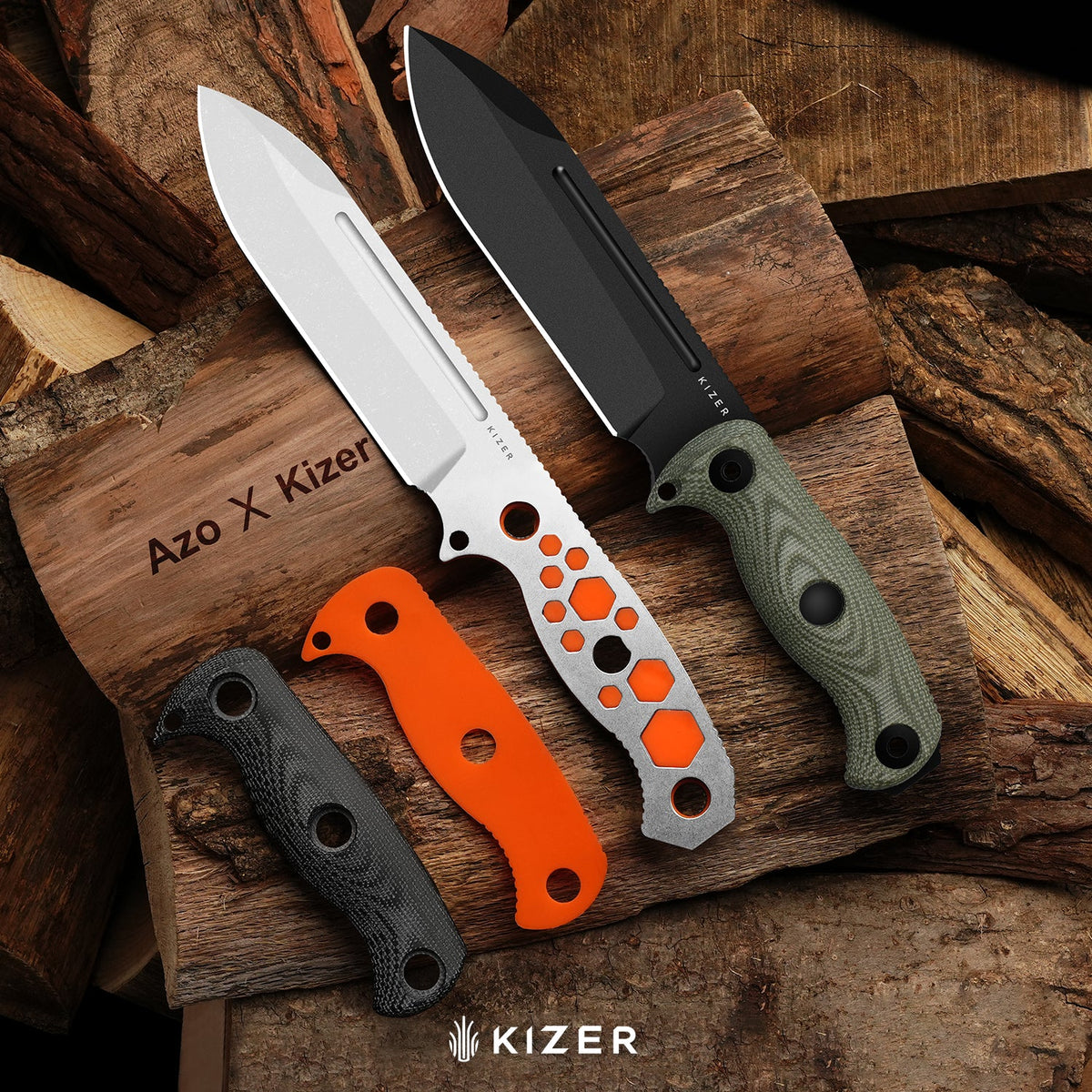 Drop Bear Fix 7 HexShox™ | AEB-L + Stonewashed | Micarta & Orange TPV | Drop Point | KizerV™ 1103HSD1