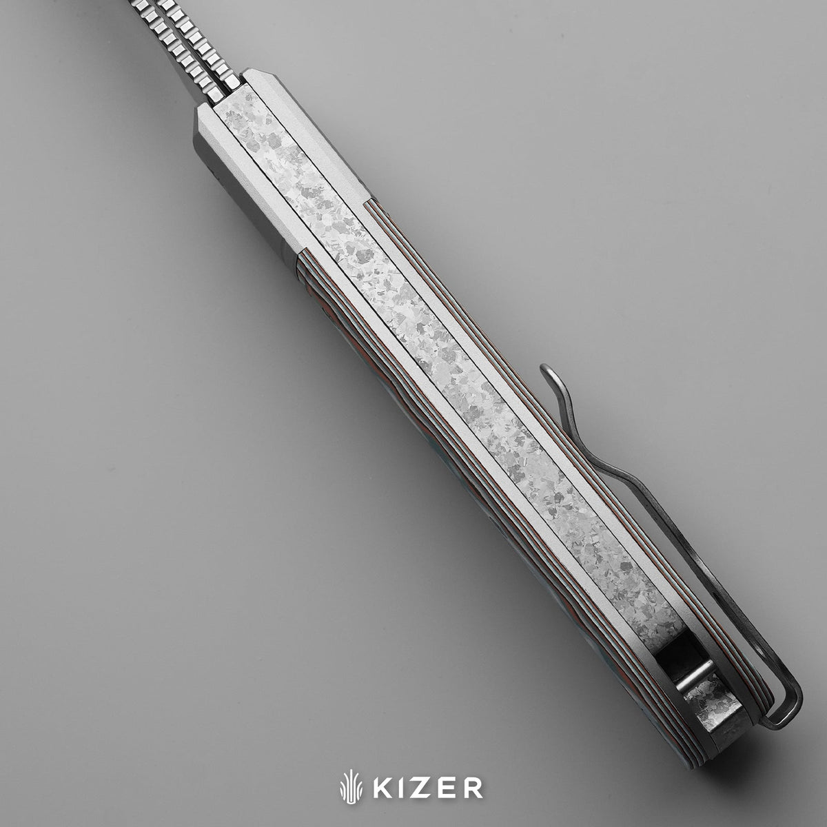 Trestle TP AirTi｜BD1N Dual-Blade Clip Point & Spey Point | KStop™ 105° Half-Stop Trapper | Aluminum & vortex pattern micarta | KizerB™ 3761TPA4