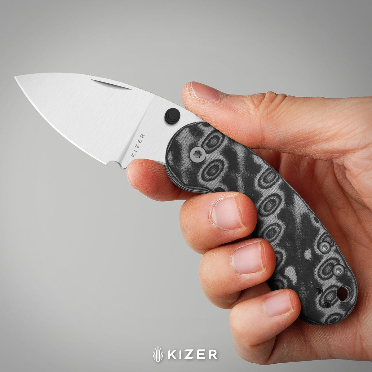 Microbe DSJ AirTi | Detent Slip Joint |  vortex pattern micarta | 14C28N + Satin | KizerV™ 2742DSJA2