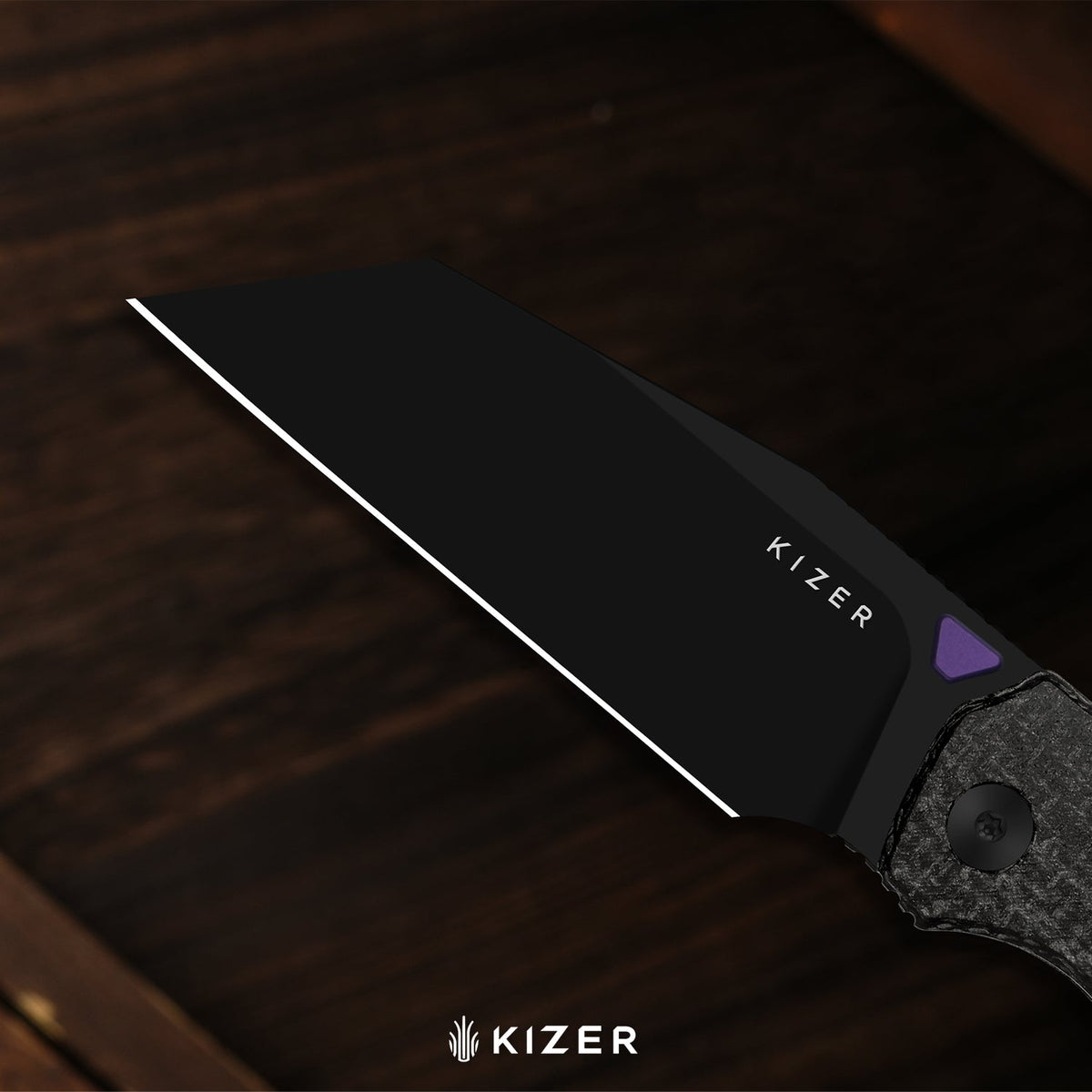 Wharning | Wharncliffe | Kizer Button Liner Lock™ | N690 | GID canvas micarta | KizerV™ 3738BW3