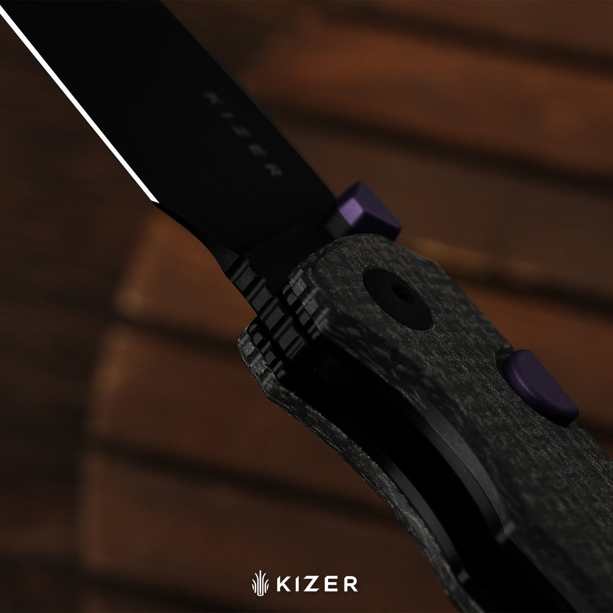 Wharning | Wharncliffe | Kizer Button Liner Lock™ | N690 | GID canvas micarta | KizerV™ 3738BW3