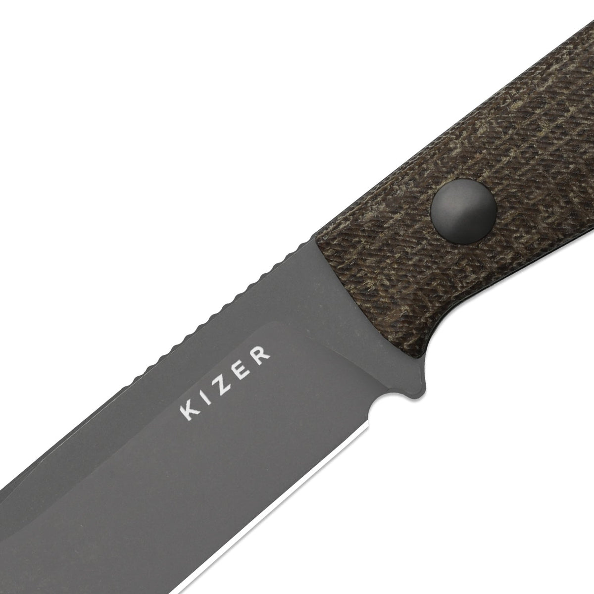 Dingo | Modified Drop Point | AEB-L | Micarta | Gray PVD Coating & Stonewashed | KizerV™ 1121A1