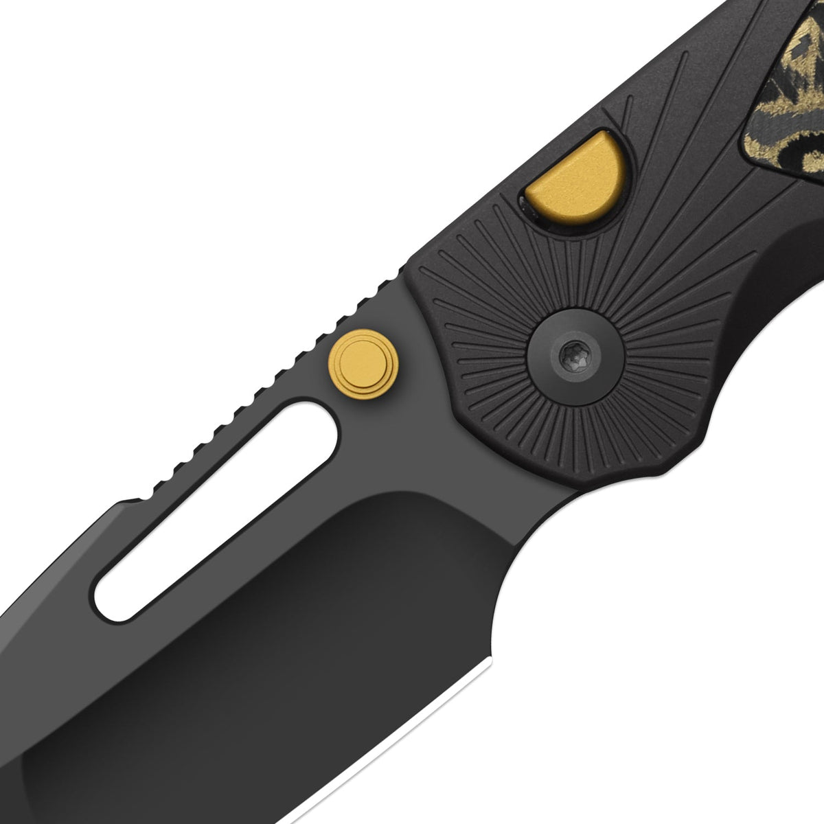 Durandal | Kizer Button Liner Lock™ | Aluminum &  Fatcarbon® Camo Gold  | S35VN + Gunmetal Gray PVD Coating | KizerB™ 3765BD2