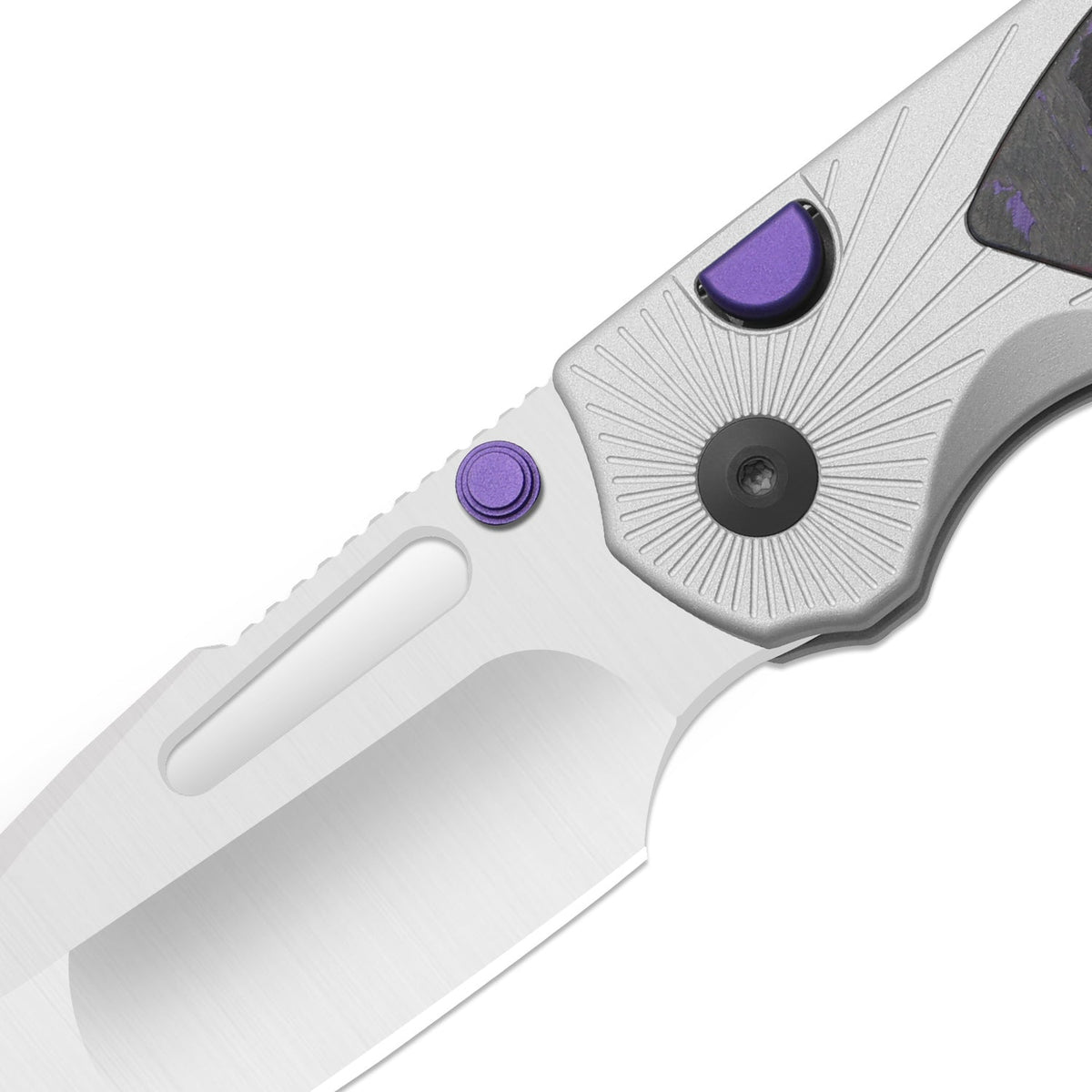 Durandal | Kizer Button Liner Lock™ | Aluminum &  Fatcarbon® Purple Haze  | S35VN + Satin | KizerB™ 3765BD3
