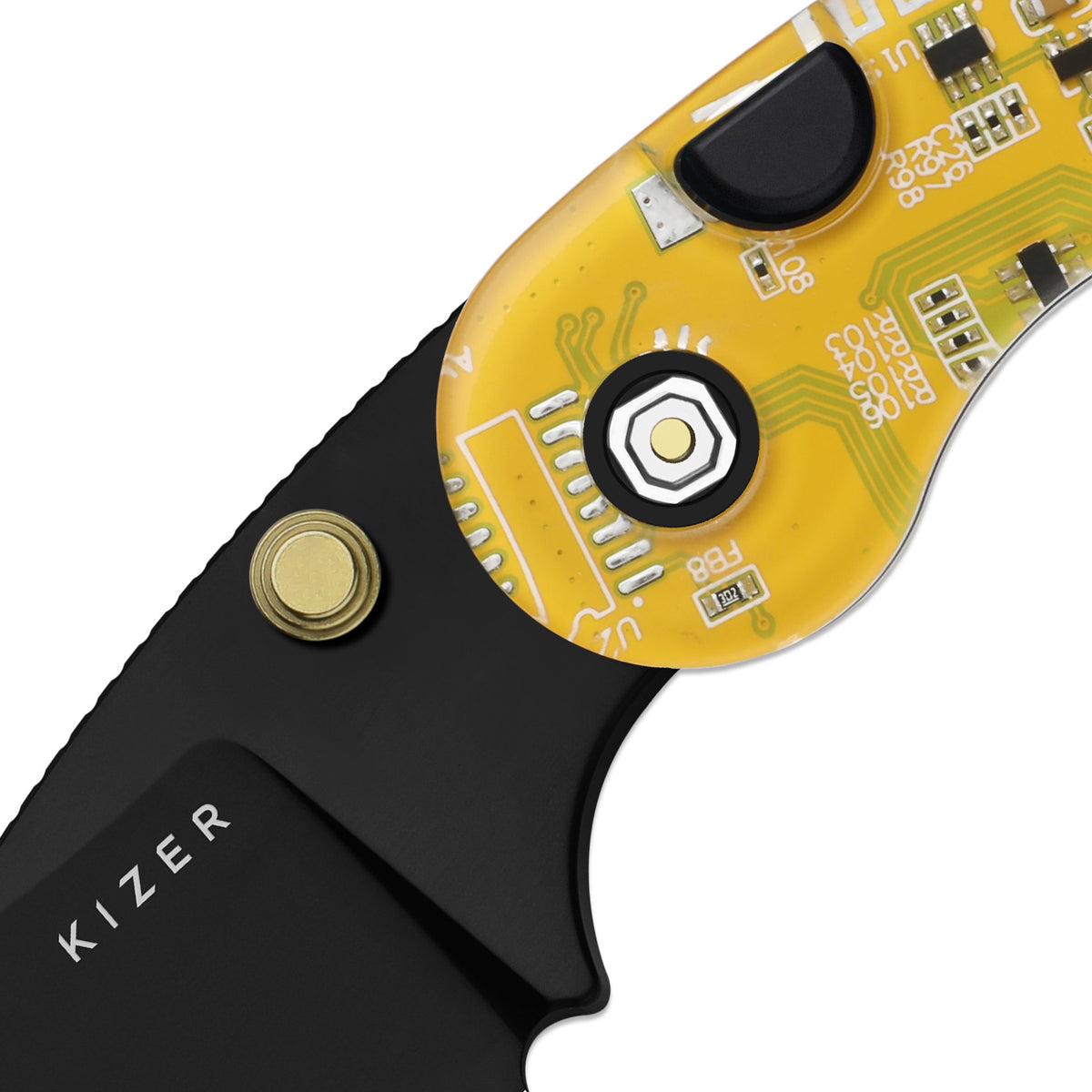 Microbe PCB | Kizer Button Liner Lock™ | CPM Rex45 | Resin & PCB | Black PVD Coating | KizerB™ 2742BDA3
