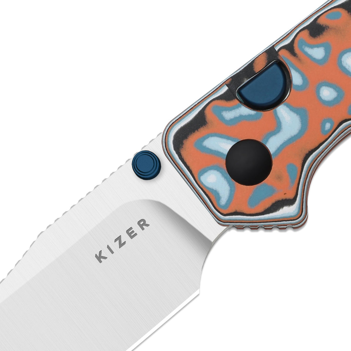 Nice Guy | Clip Point | AEB-L + Satin | vortex pattern micarta | KizerV™ 3011BCA2