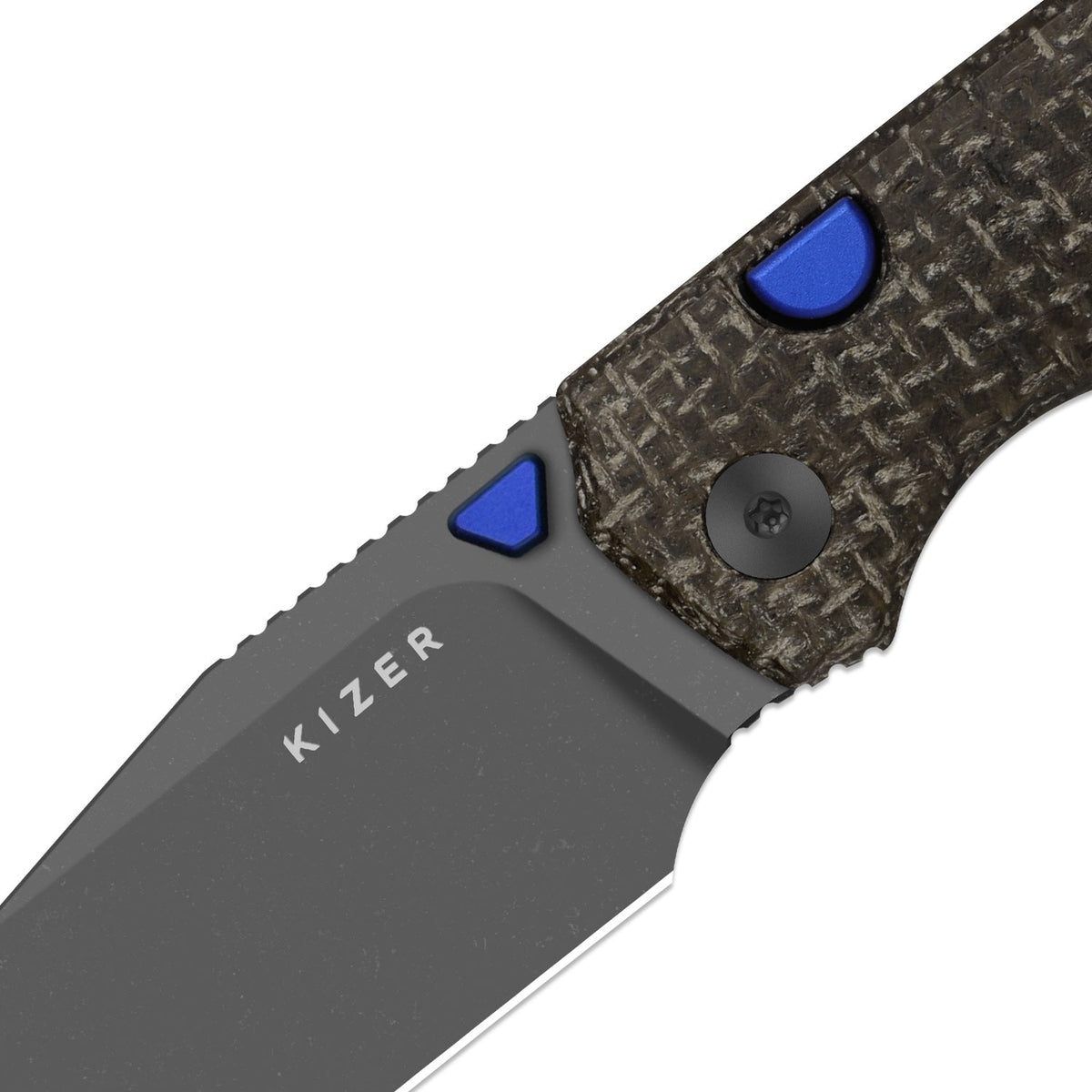 Wharning | Wharncliffe | Kizer Button Liner Lock™ | N690 | GID canvas micarta | KizerV™ 3738BW3