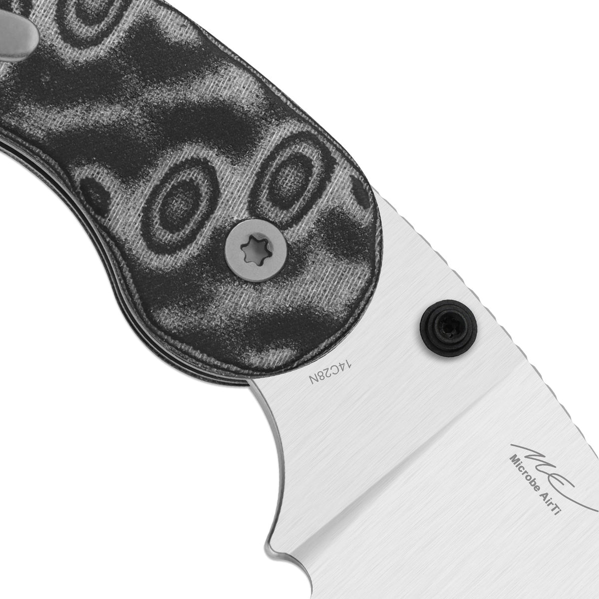 Microbe DSJ AirTi | Detent Slip Joint |  vortex pattern micarta | 14C28N + Satin | KizerV™ 2742DSJA2