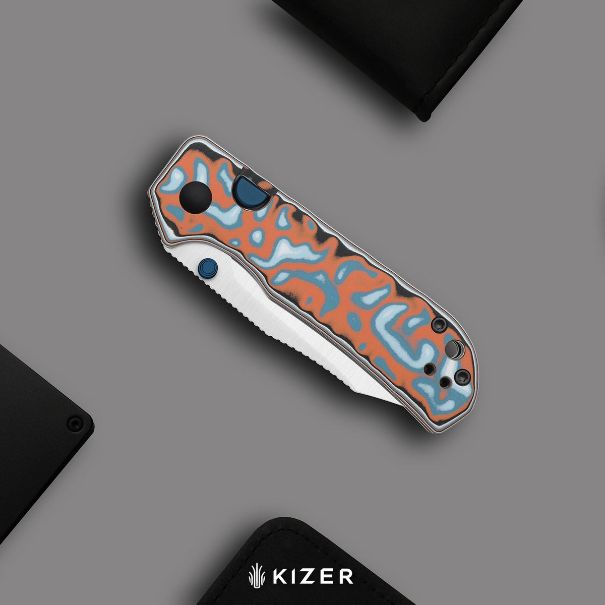 Nice Guy | Clip Point | AEB-L + Satin | vortex pattern micarta | KizerV™ 3011BCA2