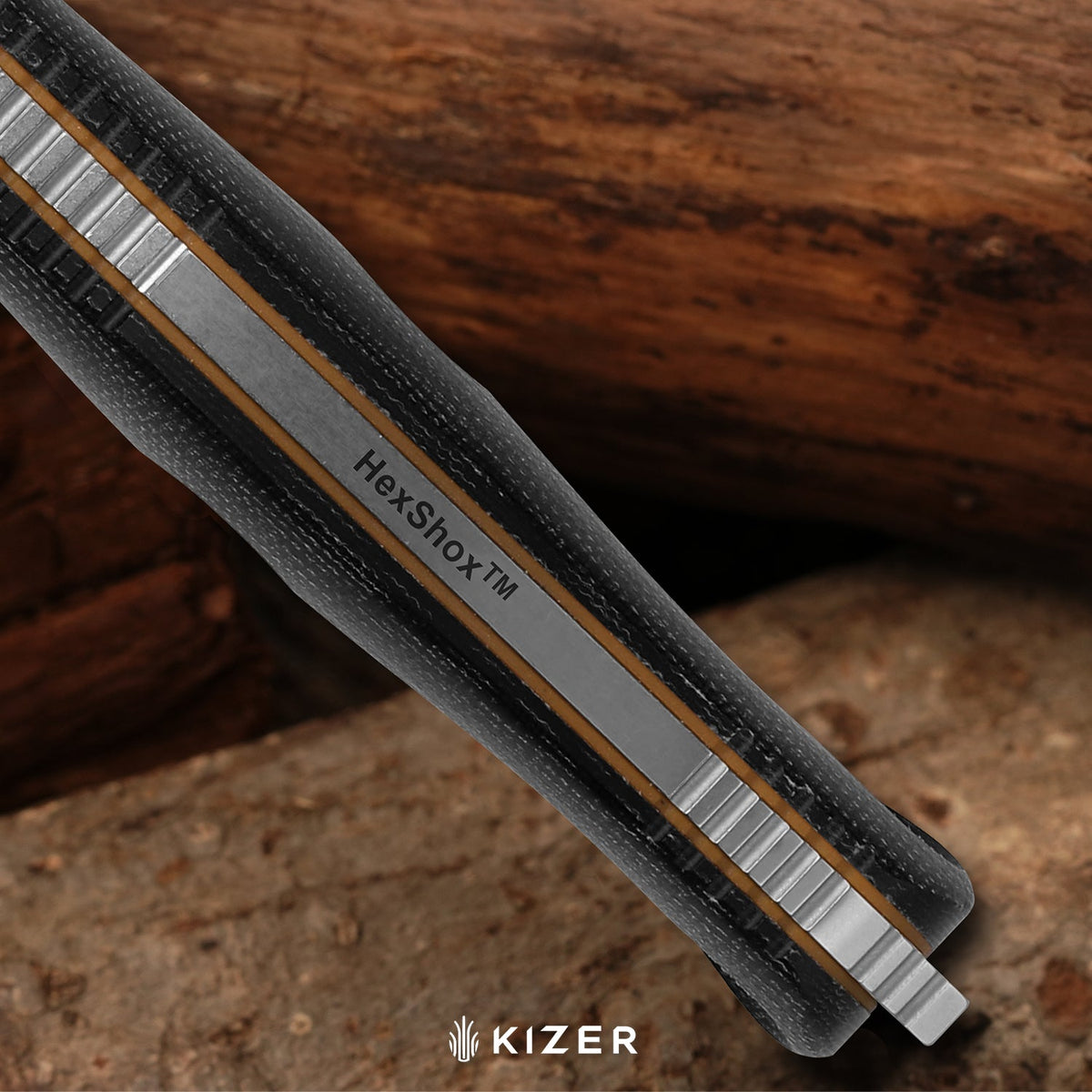 Drop Bear Fix 7 HexShox™ | AEB-L + Stonewashed | Micarta & Orange TPV | Drop Point | KizerV™ 1103HSD1