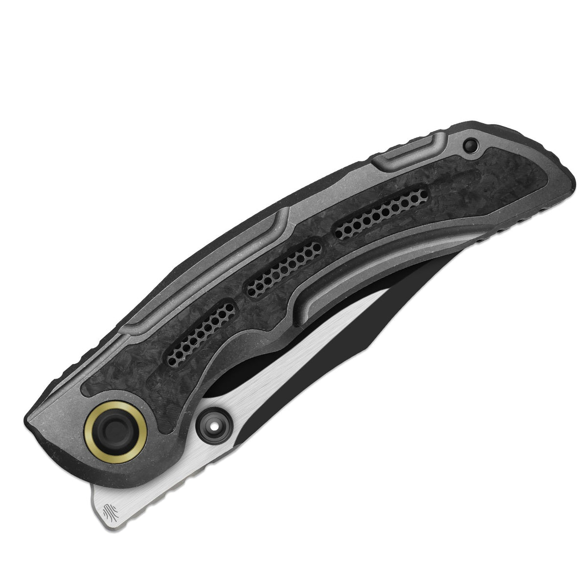 SILVER WING-LITE | S45VN+Black PVD Coating & Flat Brushed+Flat Grind | Titanium & Carbon Fiber | KizerB™ ZX-FK09A1