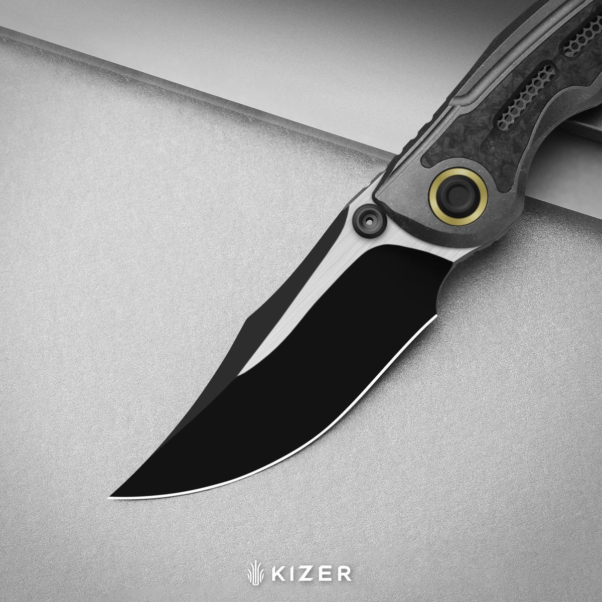 SILVER WING-LITE | S45VN+Stonewashed+Flat Grind | Titanium & Carbon Fiber | KizerB™ ZX-FK09A2