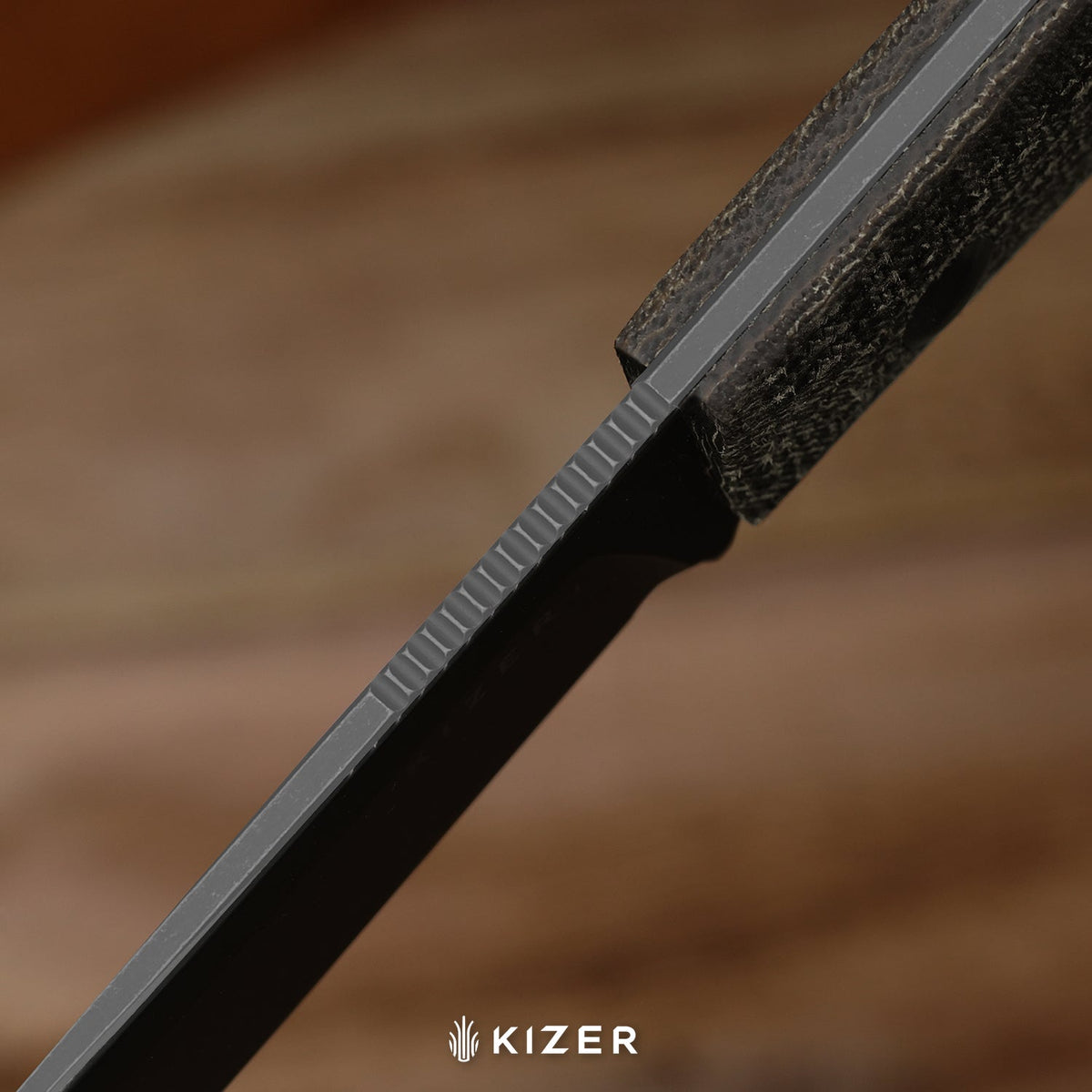 Dingo | Modified Drop Point | AEB-L | Micarta | Gray PVD Coating & Stonewashed | KizerV™ 1121A1