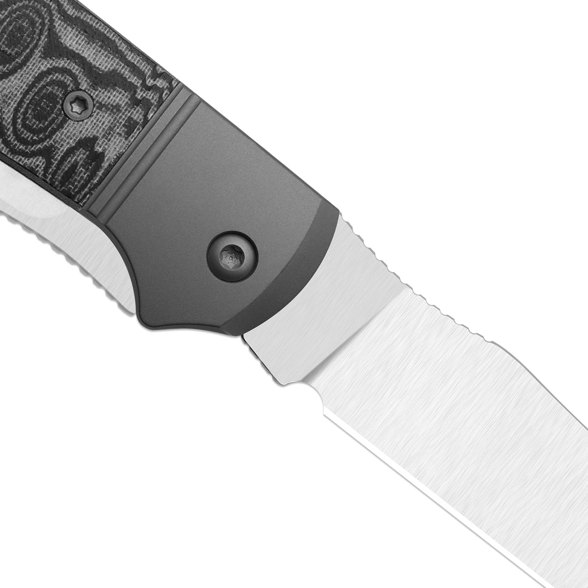 Trestle TP AirTi | BD1N Dual-Blade Clip Point & Spey Point | KStop™ 105° Half-Stop Trapper | Aluminum & vortex pattern micarta | KizerB™ 3761TPA2