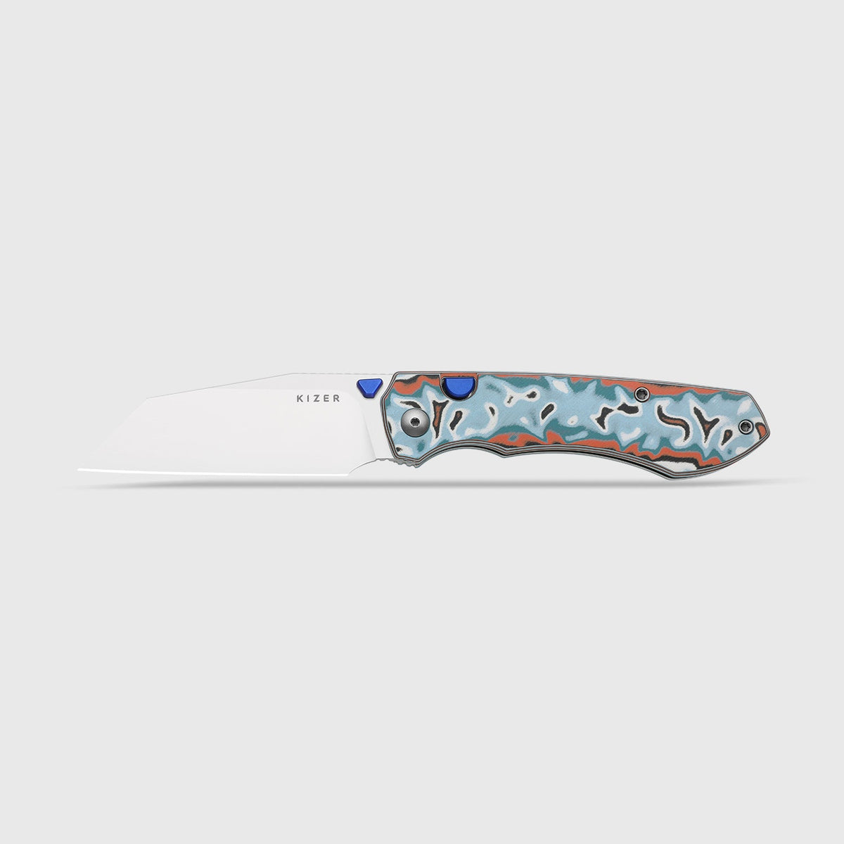 Wharning | Wharncliffe | Kizer Button Liner Lock™ | N690 | vortex pattern micarta | KizerV™ 3738BW4