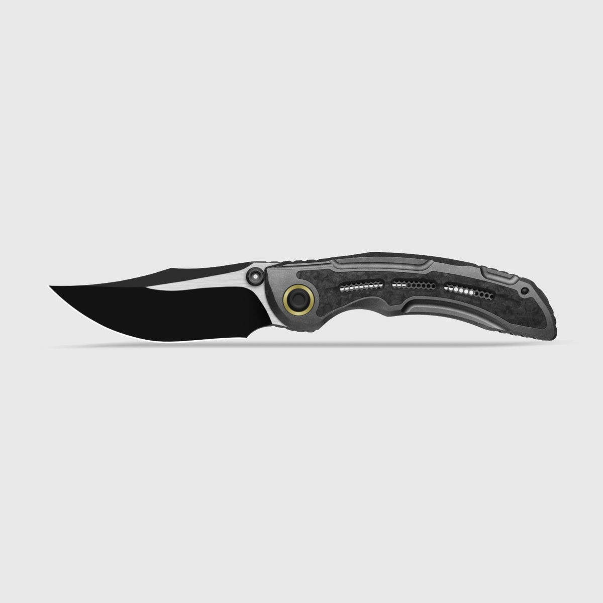 SILVER WING-LITE | S45VN+Black PVD Coating & Flat Brushed+Flat Grind | Titanium & Carbon Fiber | KizerB™ ZX-FK09A1