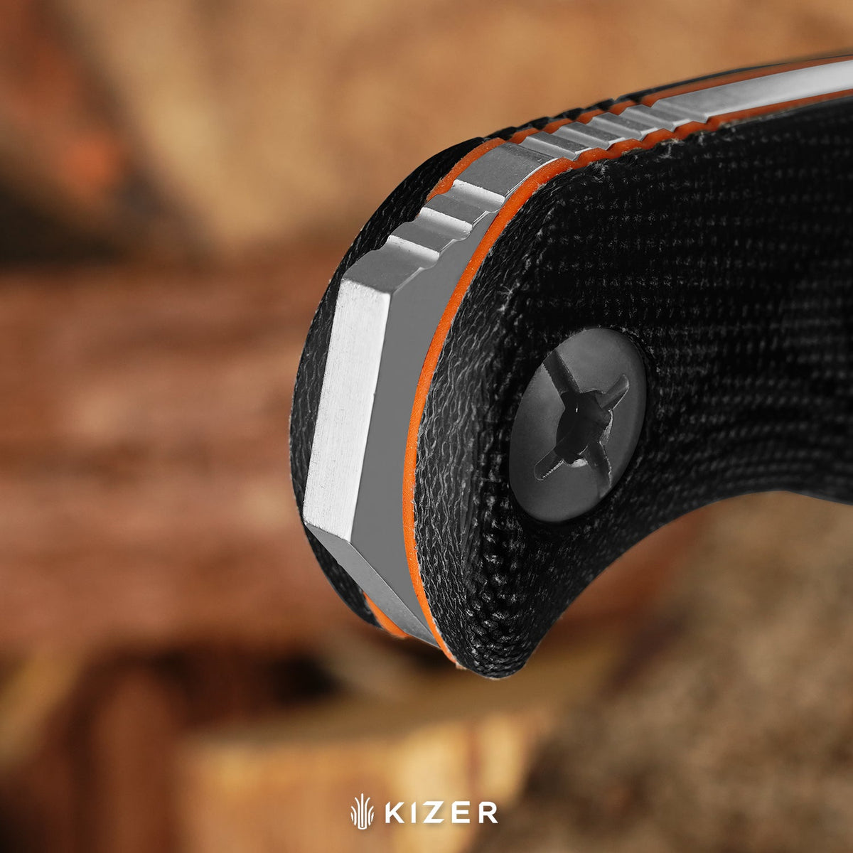 Drop Bear Fix 7 HexShox™ | AEB-L + Stonewashed | Micarta & Orange TPV | Drop Point | KizerV™ 1103HSD1