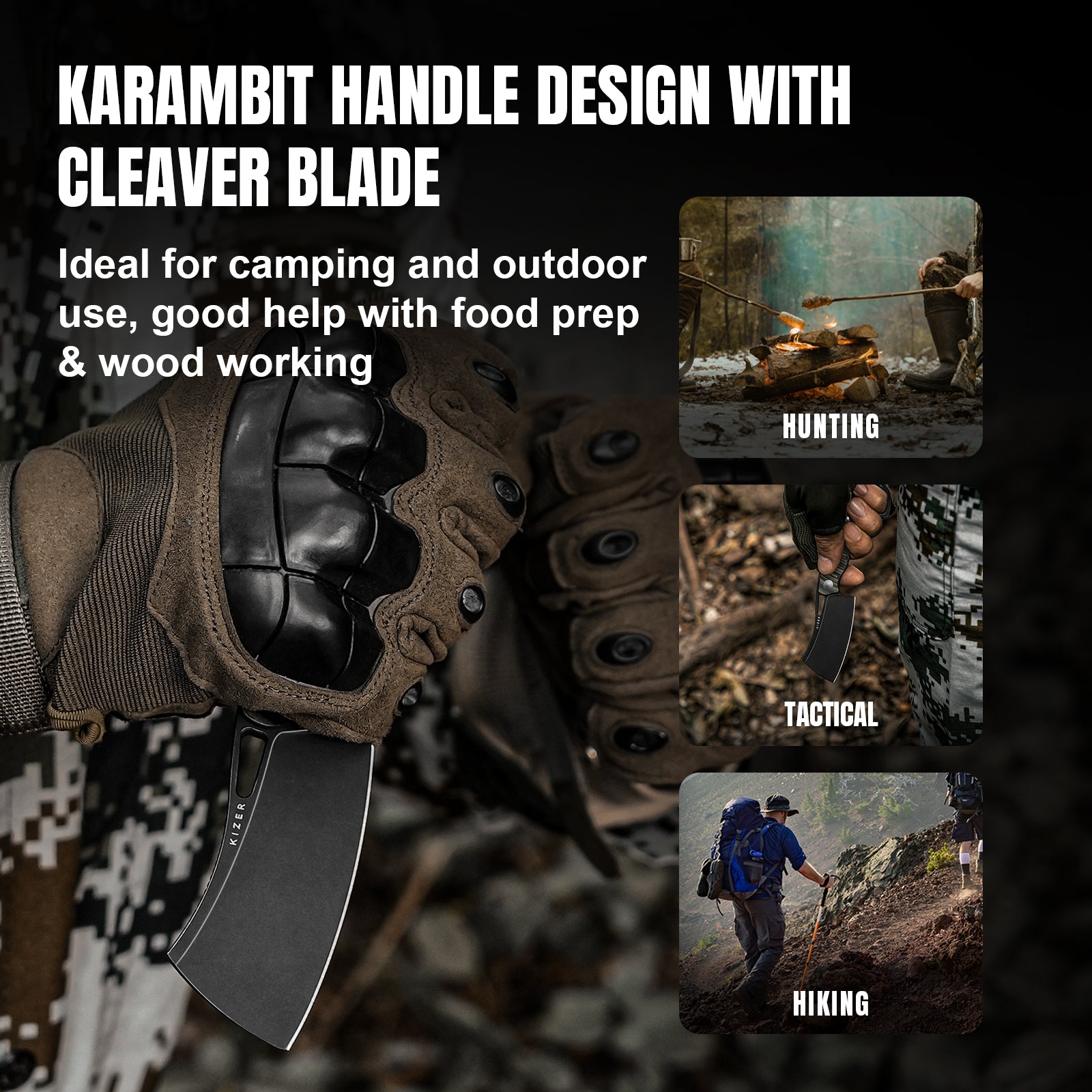Little Rhino | D2 | G10 (Olive Green & Black) | KizerV™ 1065A3