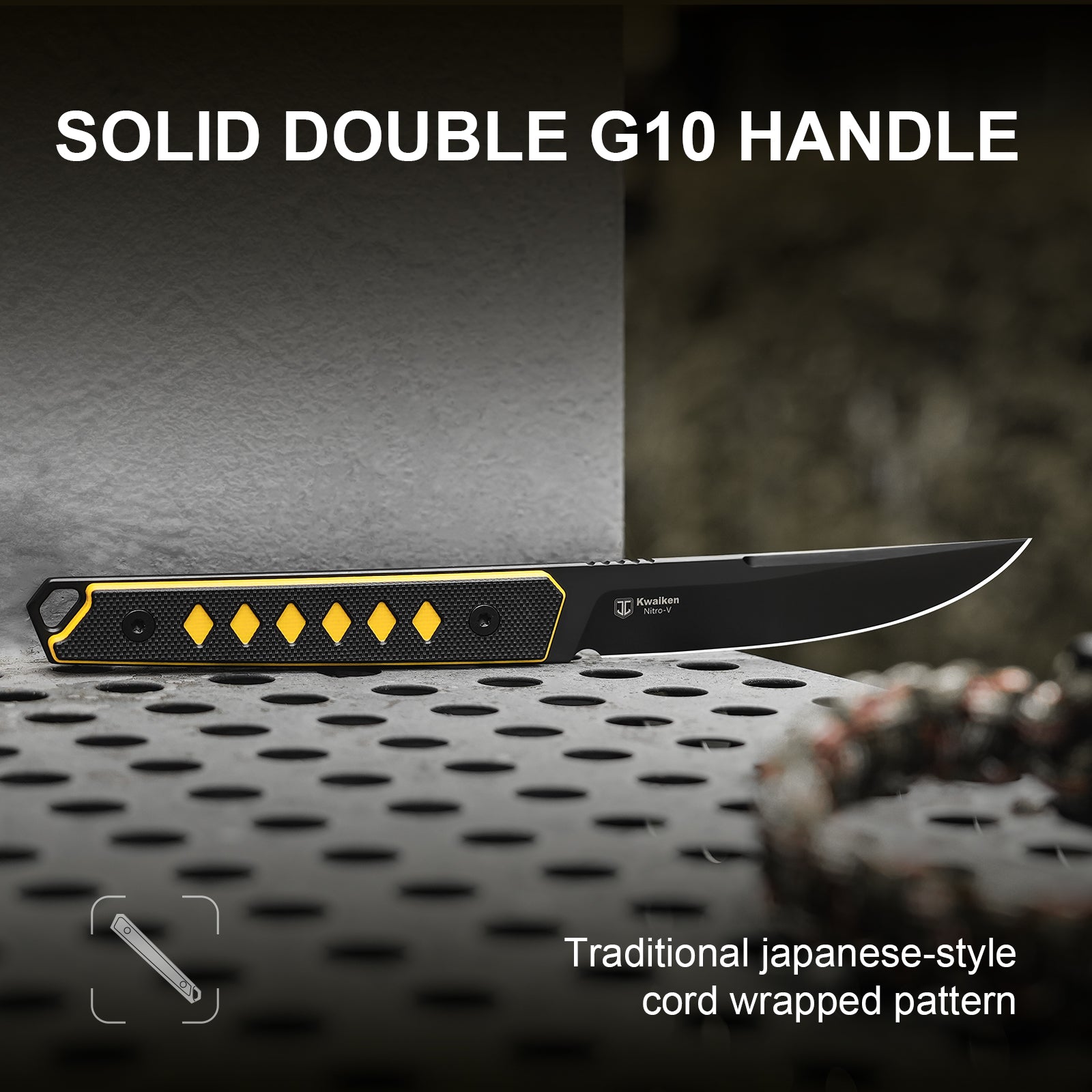 Kwaiken | Nitro-V | Black & Yellow G10 | KizerV™ 1066A3