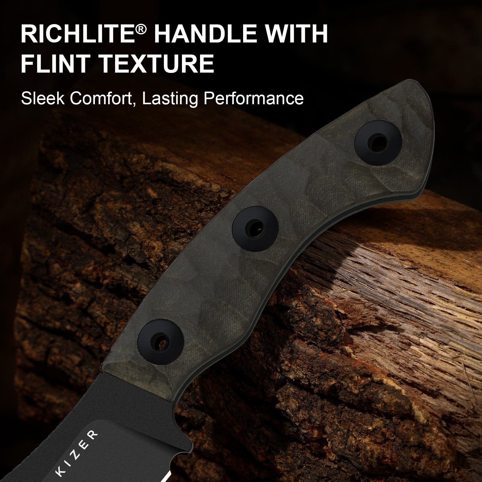 Rook | 10V | Richlite | Fixed Blade | KizerV™ 1090A1