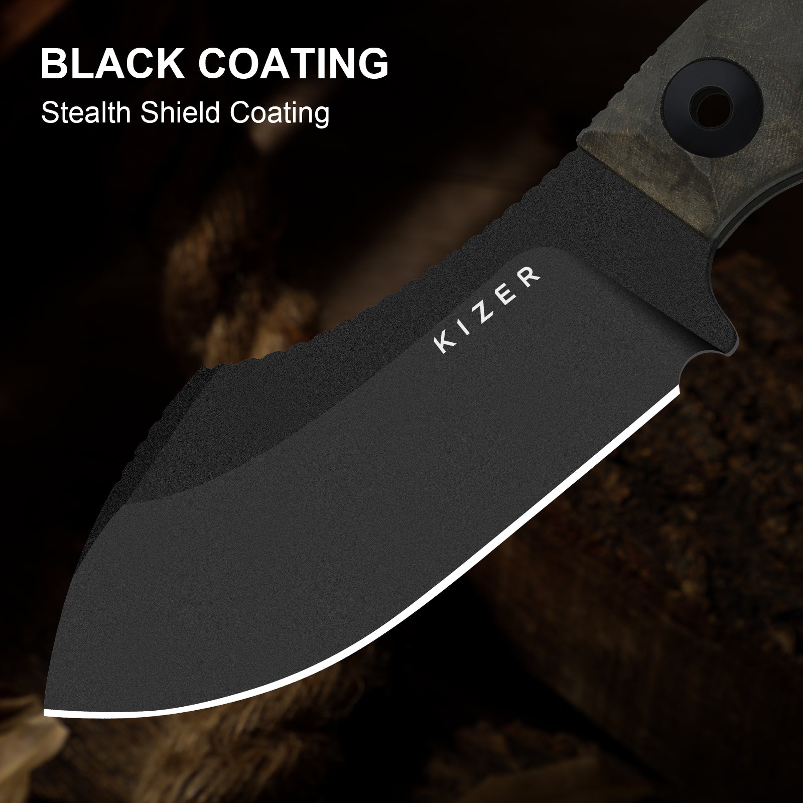 Rook | 10V | Richlite | Fixed Blade | KizerV™ 1090A1