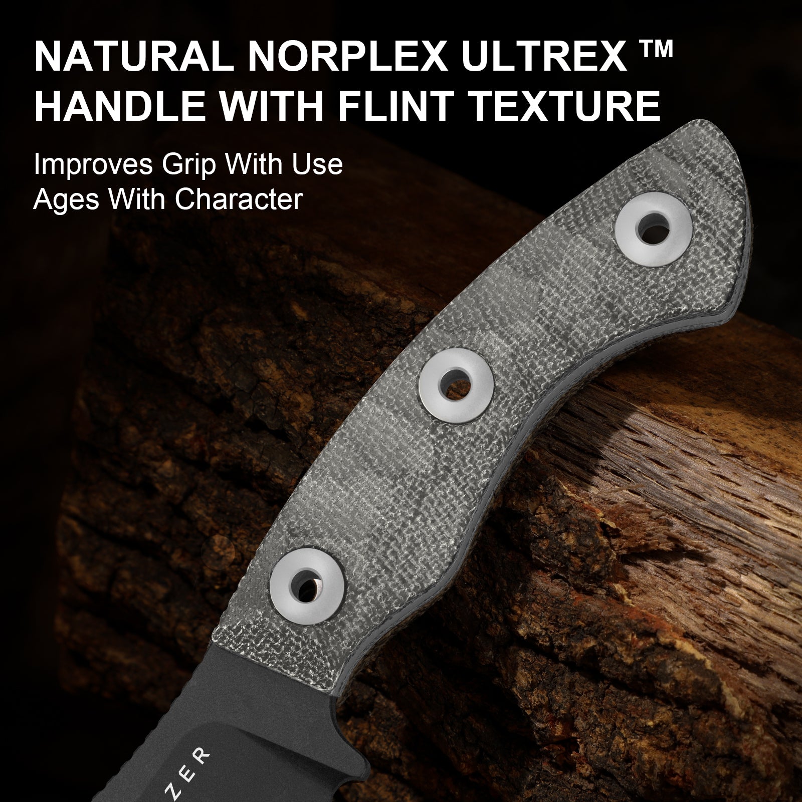 Rook | 3-layer Composite Steel | Norplex UltreX Micarta | Fixed Blade | KizerV™ 1090A2