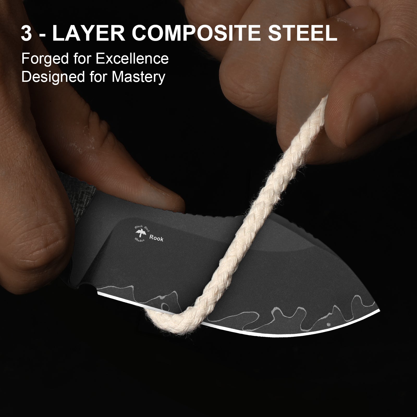 Rook | 3-layer Composite Steel | Norplex UltreX Micarta | Fixed Blade | KizerV™ 1090A2