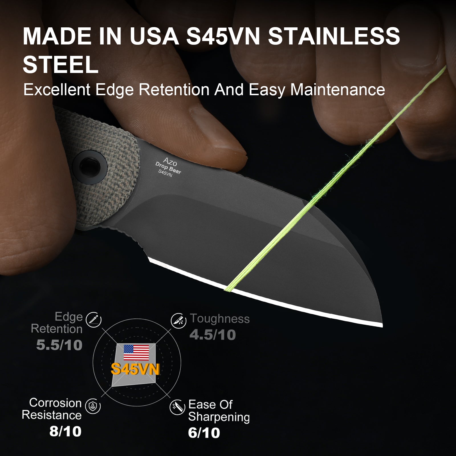 Drop Bear® Fix | Ultra DLC Matte | Norplex UltreX™ Micarta | S45VN | KizerB™ 1093A3