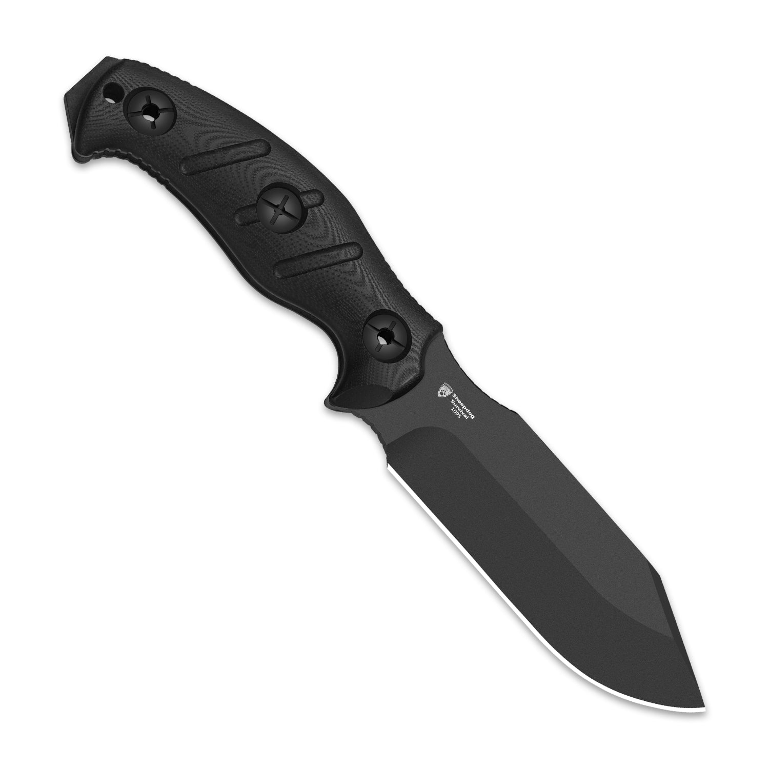 Sheepdog® Survival | 5.5mm x 5.28" | Hammer Pommel & Bow Drill Divot | Black Coated 1095 Steel | KizerV™ 1105A3