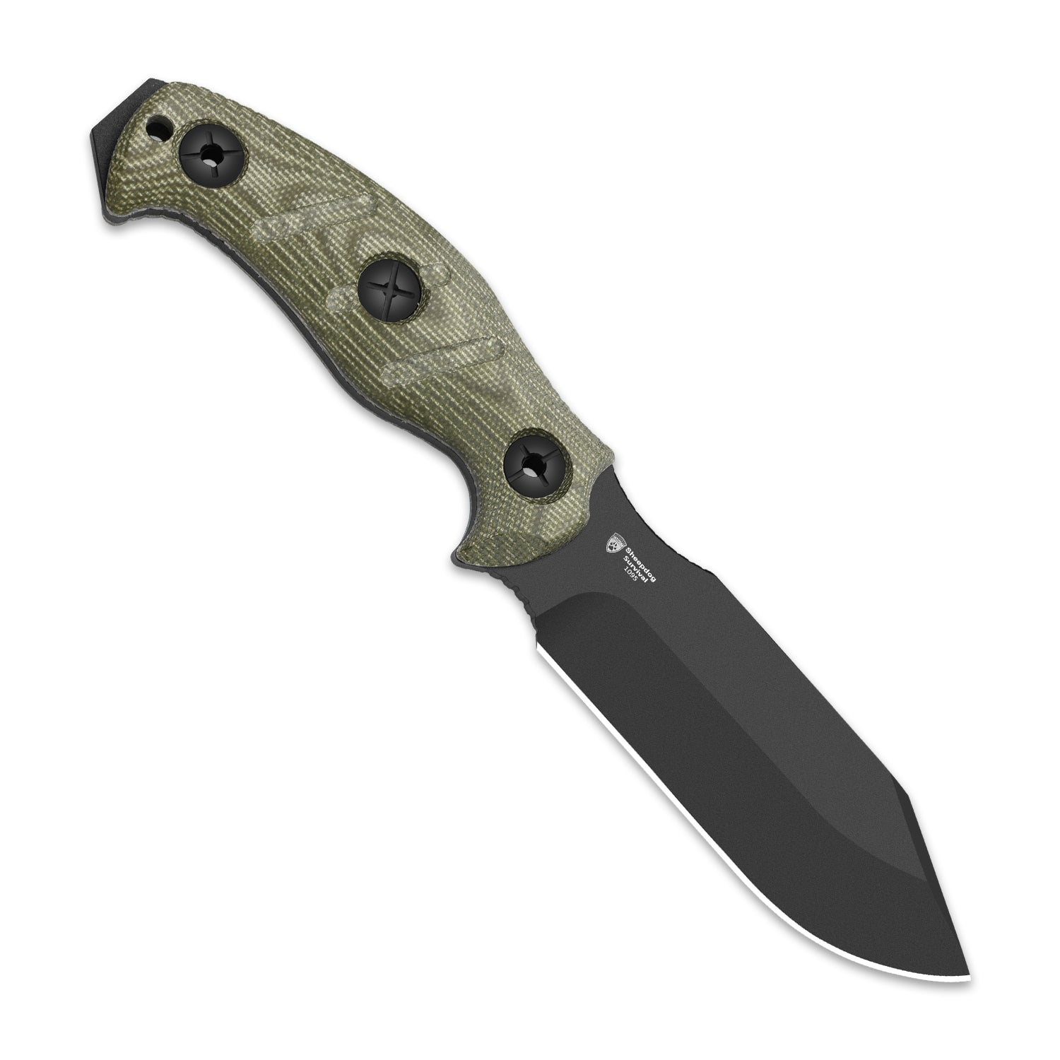 Sheepdog® Survival | 5.5mm x 5.28" | Hammer Pommel & Bow Drill Divot | Black Coated 1095 Steel | KizerV™ 1105A4