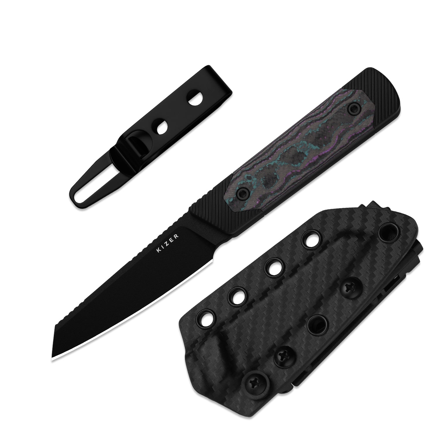 Hallow | Aluminium + Camo Carbon JAZZ  | CPM 10V | KizerB™ 1123A1