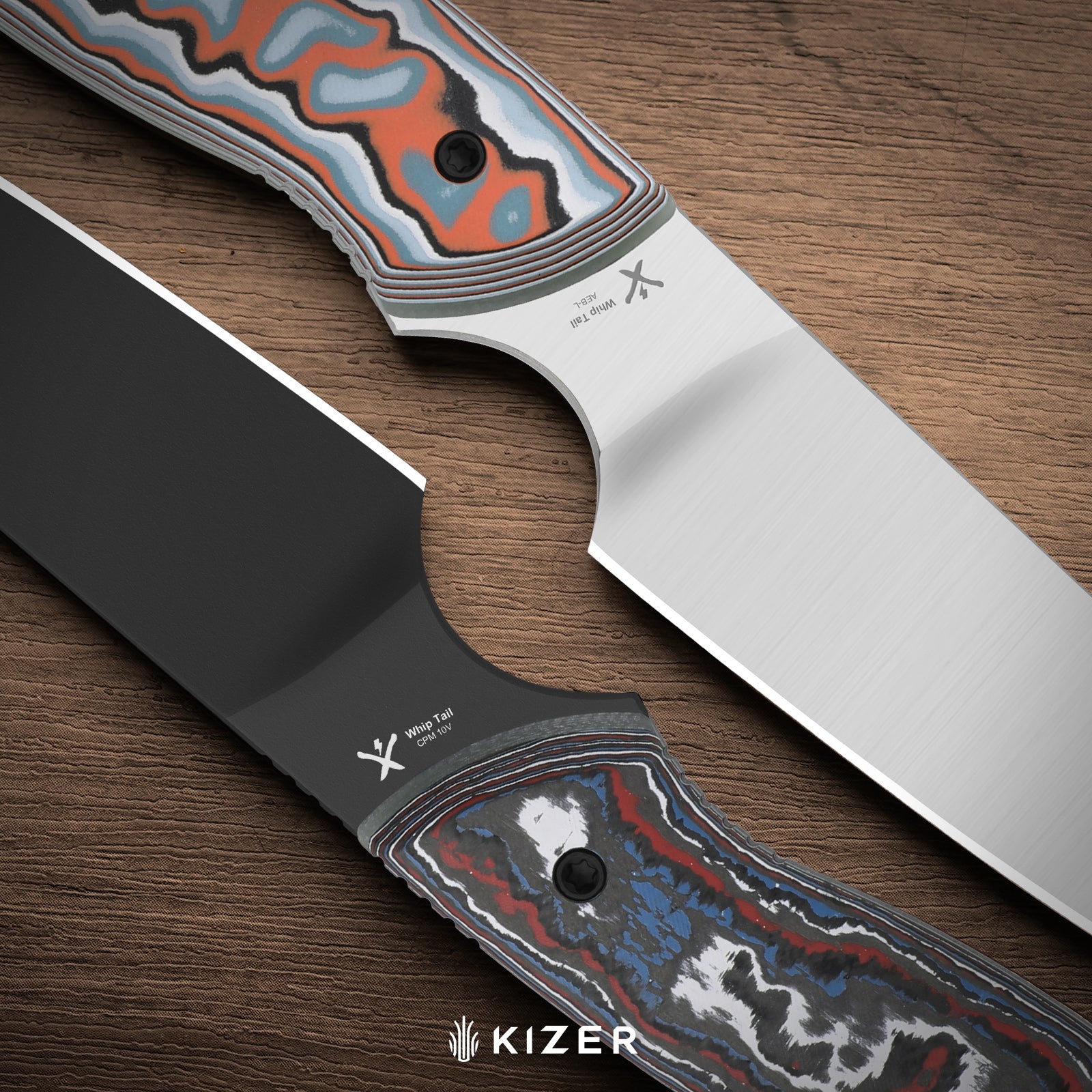 Whip Tail | Designed by Arc and Iron Knives | vortex pattern micarta & GID G10 | AEB-L | KizerV™1131A2