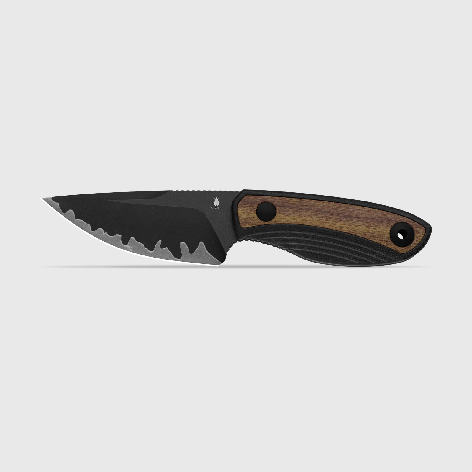 Finch | 3-layer Composite Steel | Black G10 & Mkuruti Wood | Fixed Blade | KizerB™ 1134A1