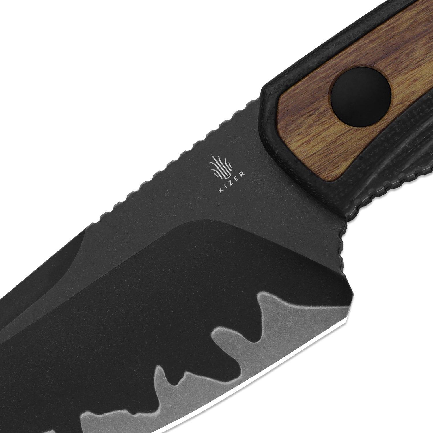 Finch | 3-layer Composite Steel | Black G10 & Mkuruti Wood | Fixed Blade | KizerB™ 1134A1