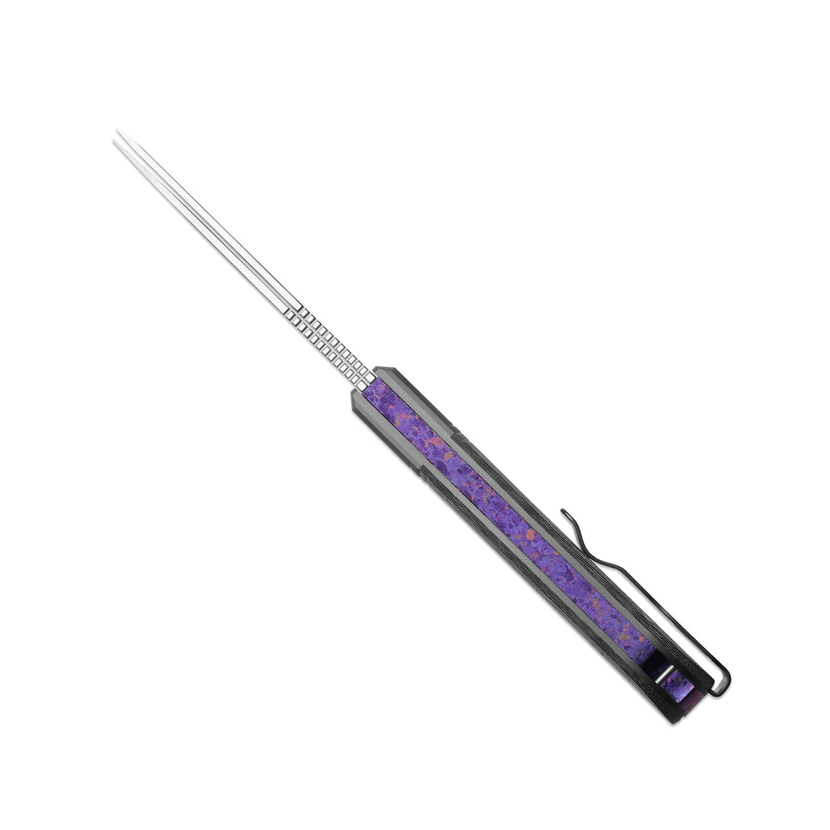 Trestle TP AirTi | BD1N Dual-Blade Clip Point & Spey Point | KStop™ 105° Half-Stop Trapper | Aluminum & vortex pattern micarta | KizerB™ 3761TPA2