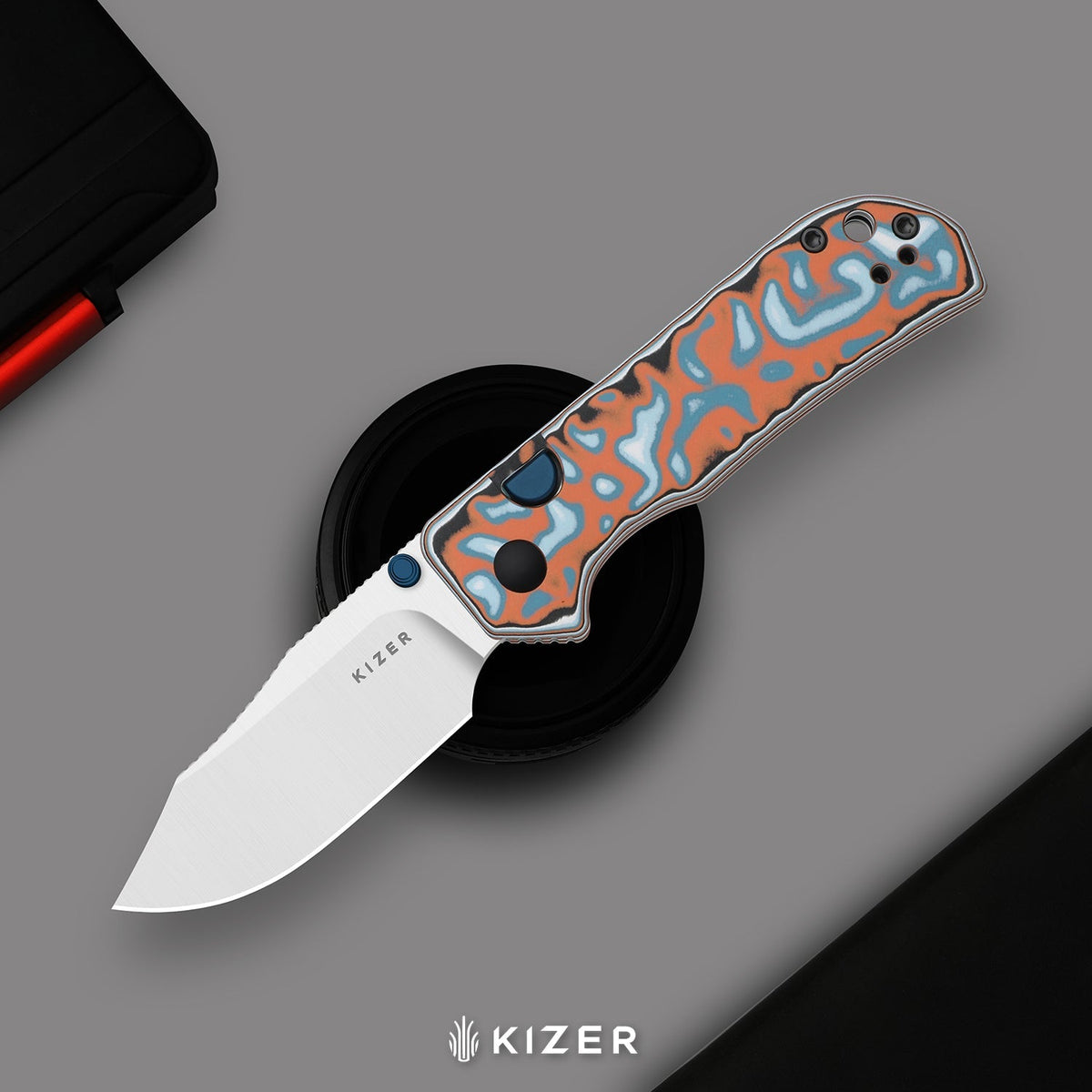 Nice Guy | Clip Point | AEB-L + Satin | vortex pattern micarta | KizerV™ 3011BCA2