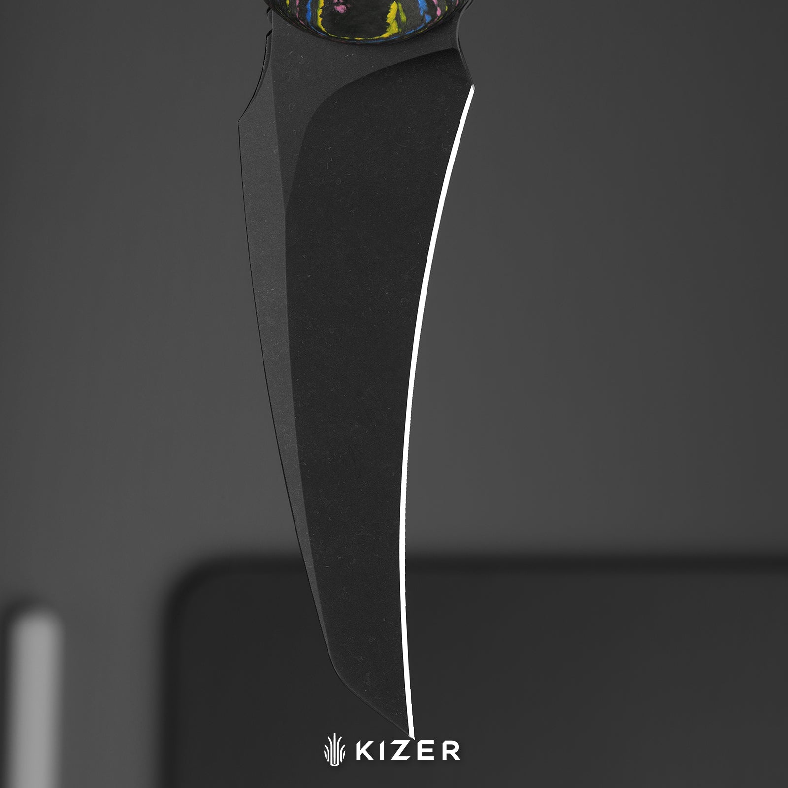 Feist 3 | CPM S90V + Stonewashed & Flat Brushed | UV-Luminescent | Clip Point | Titanium & CamoCarbon Damtanium | KizerX™ 3499.3A2