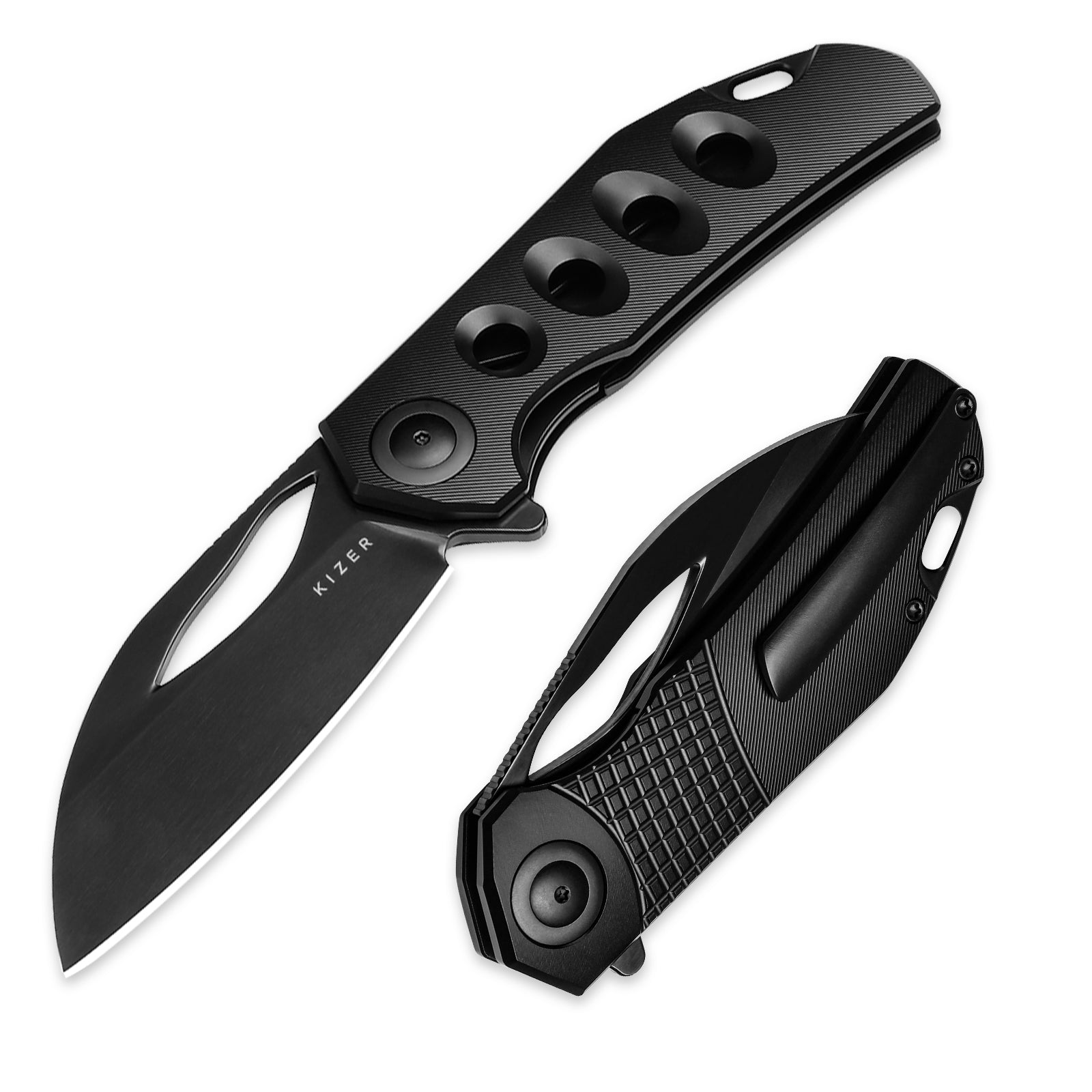 Hawk | M390 Polished DLC | Titanium | KizerB™ 4683A1