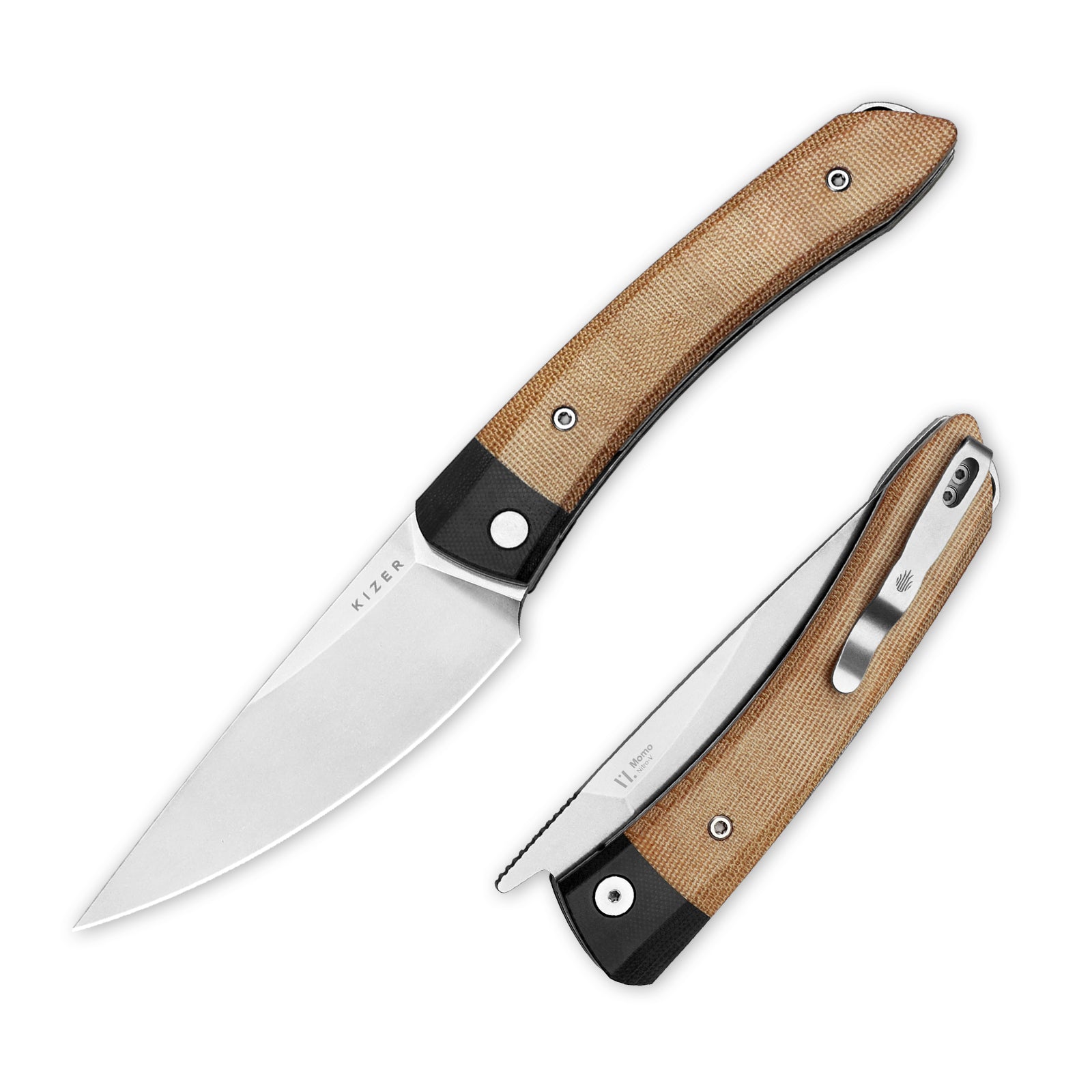 Momo | Nitro-V | Black G10+Micarta | KizerV™ 4663A2