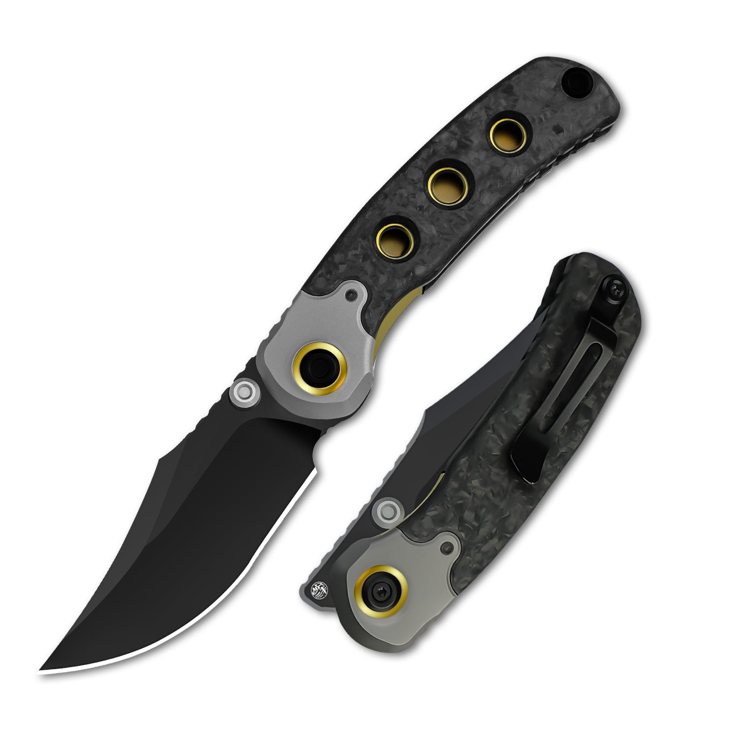PIONEER | M390 | Titanium & Marble Carbon Fiber | KizerB™ FK03A1