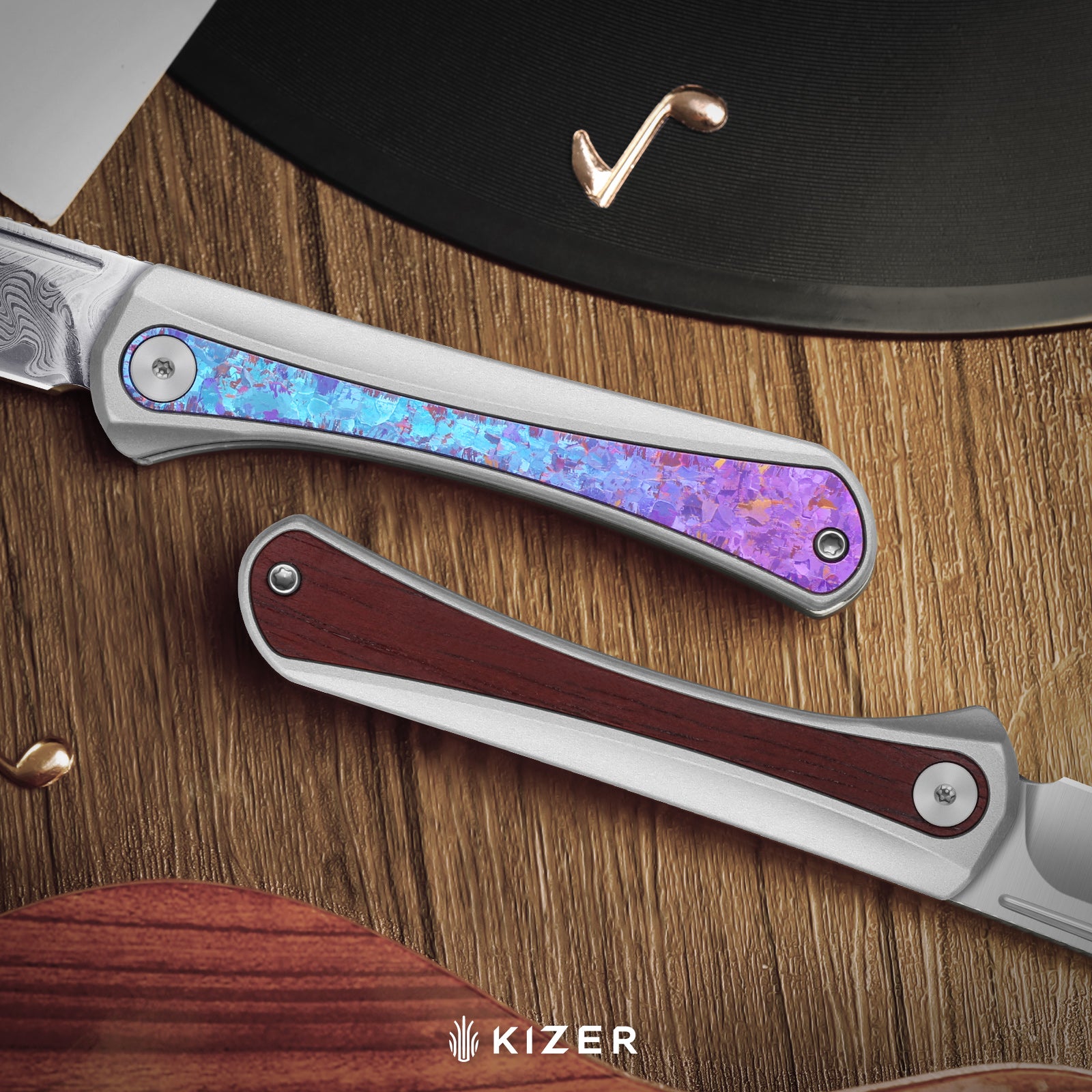 Melody | S35VN | Compound Grind | Aluminum & Panama Rosewood KizerB™ 3732A2