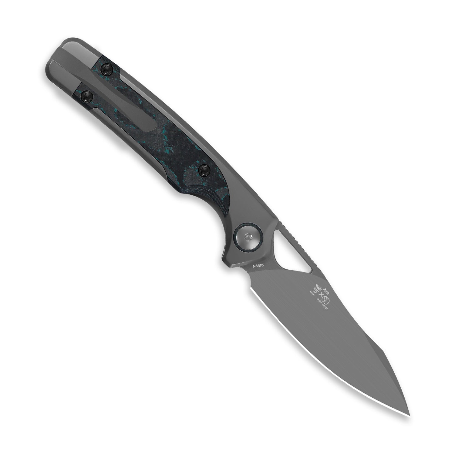 Ara | S45VN | Titanium & Camo Carbon Brittany Blue | KizerB™ 3729A2