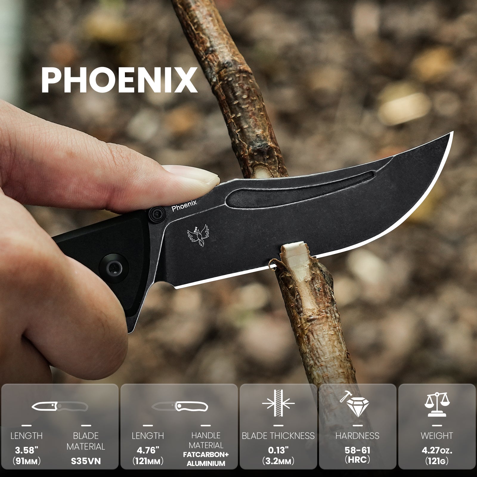 Phoenix | S35VN | Fatcarbon+Aluminium | KizerB™ 4647A1