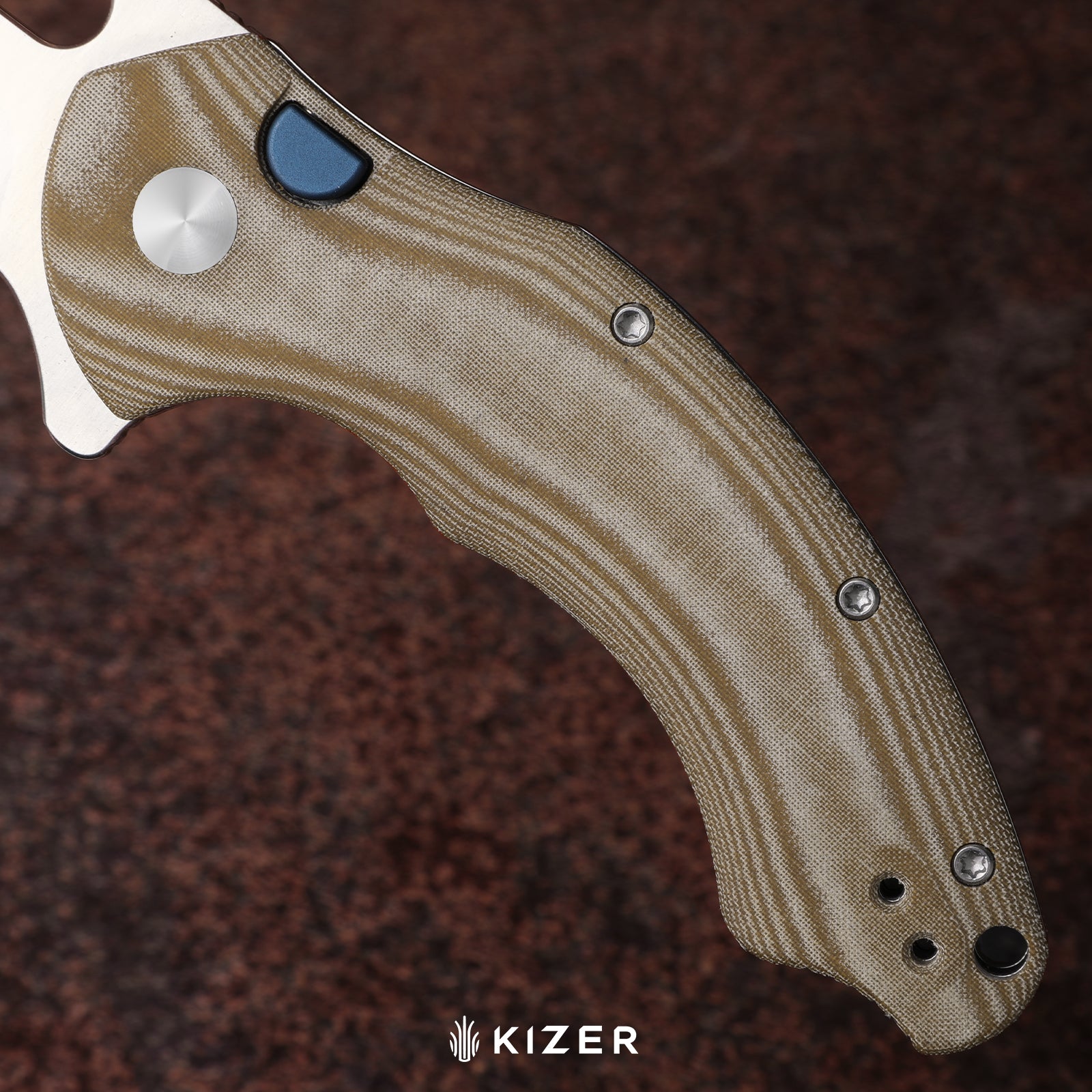 Roach XL | Kizer Button Liner Lock™ | 14C28N | Micarta | KizerV™ 4477BDA2